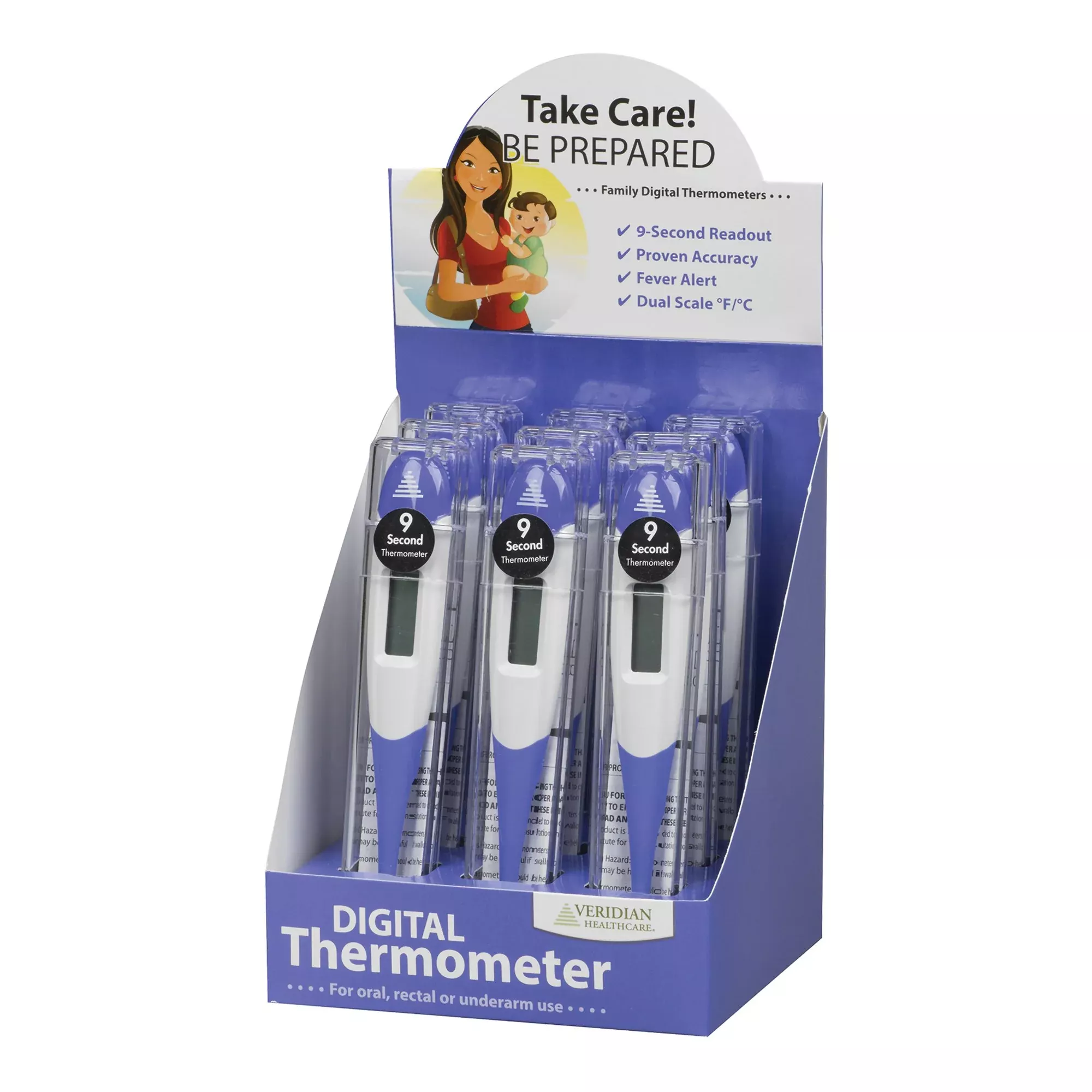 9 Second Digital Thermometer, 9 Piece Display, 1 Case of 2304