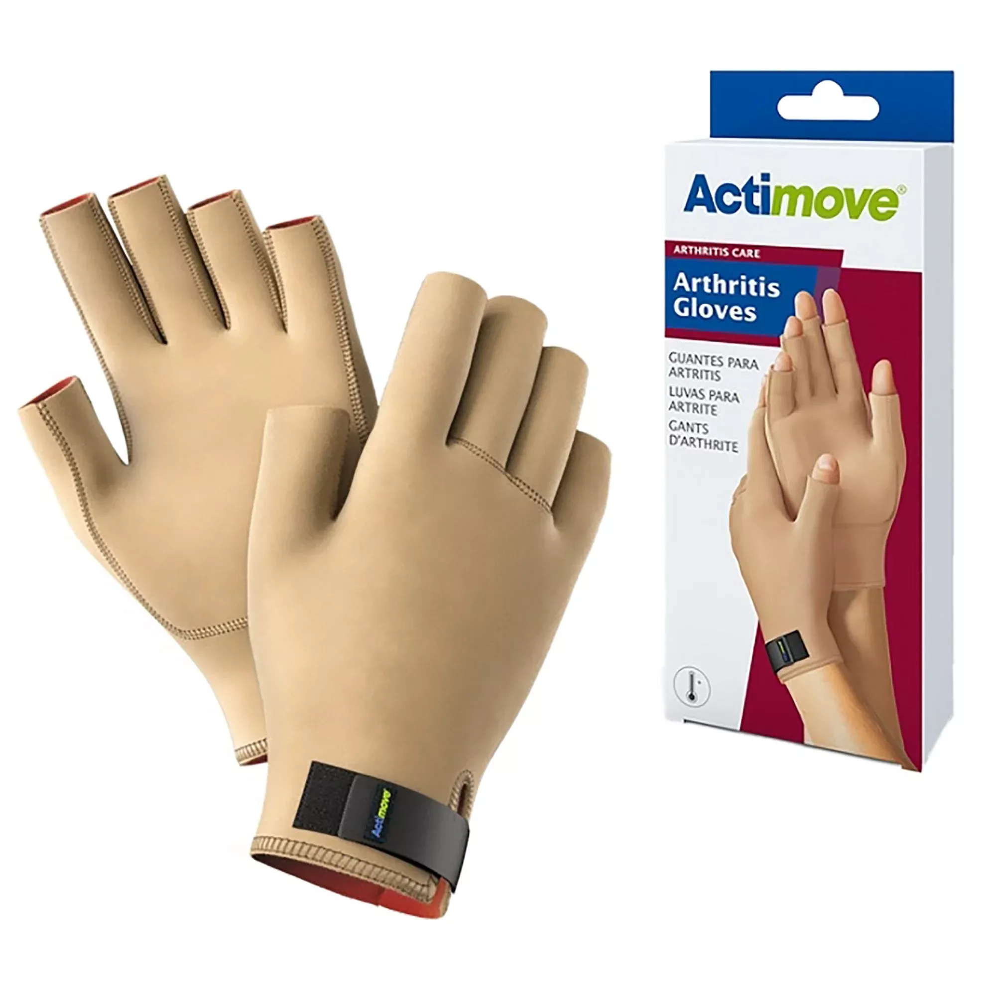 Actimove Compression Gloves, Beige, Medium, 1 Pair