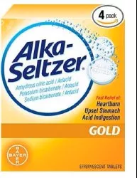 Alka-Seltzer Gold Anhydrous Citric Acid / Potassium Bicarbonate / Sodium Bicarbonate Antacid, 1 Box of 36