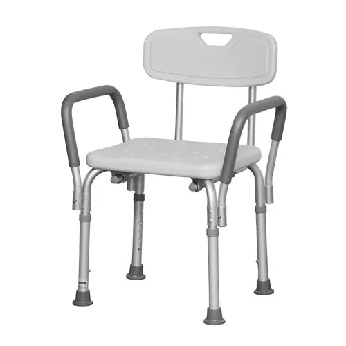Bath Bench Adj Ht. w/Back-KD Remov. Padded Arms(PMI)