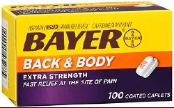 Bayer Back & Body Aspirin Pain Relief, 1 Box of 100