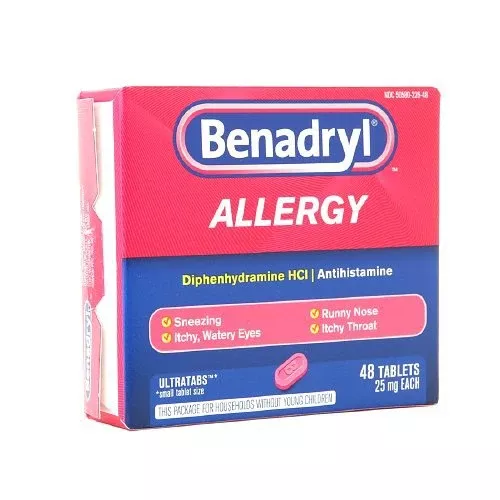 Benadryl Diphenhydramine Allergy Relief, 1 Carton of 48