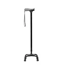 CANE, QUAD W/WRISTLET SOFT GRIP BLK