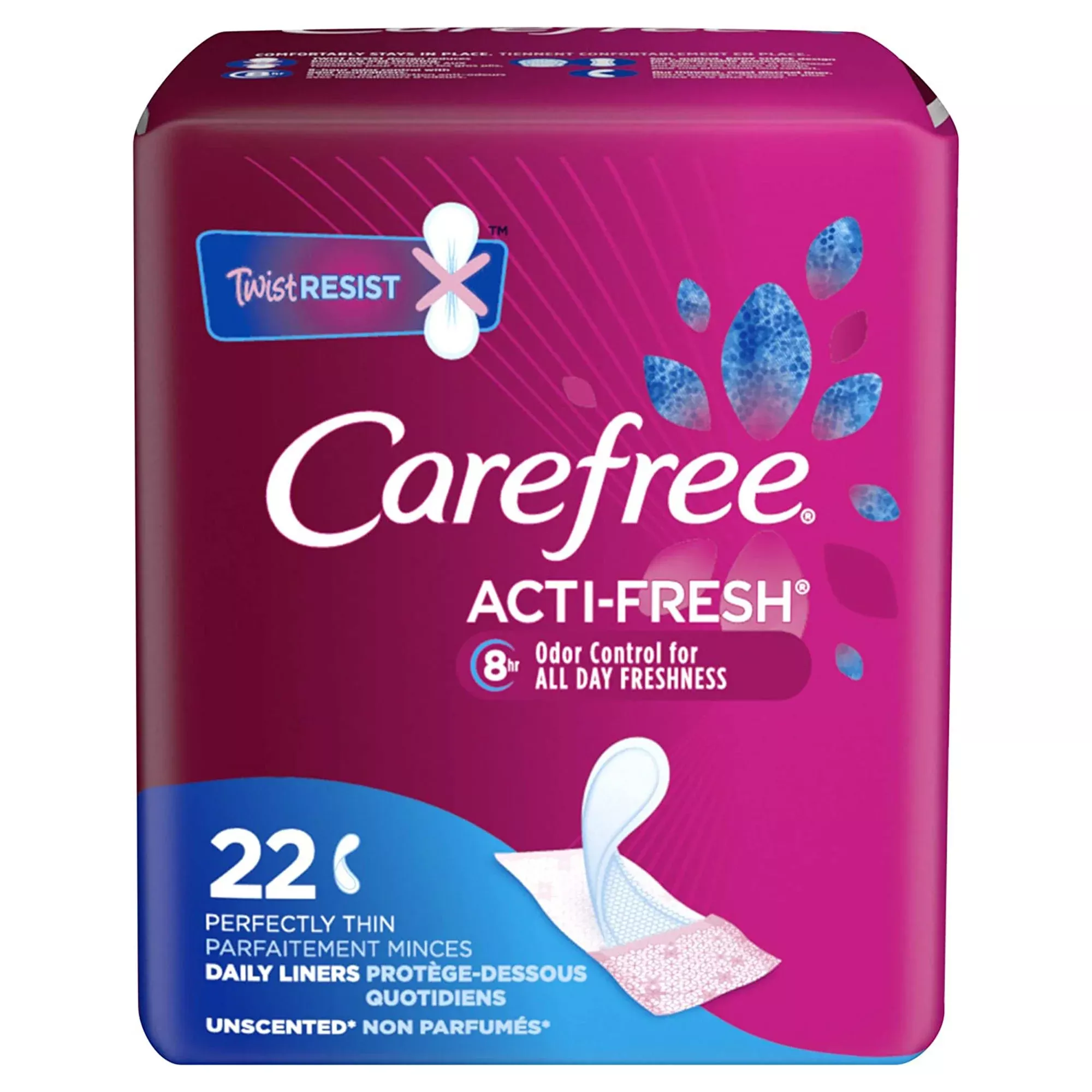 Carefree Acti-Fresh Regular Liners, 1 Bag of 22