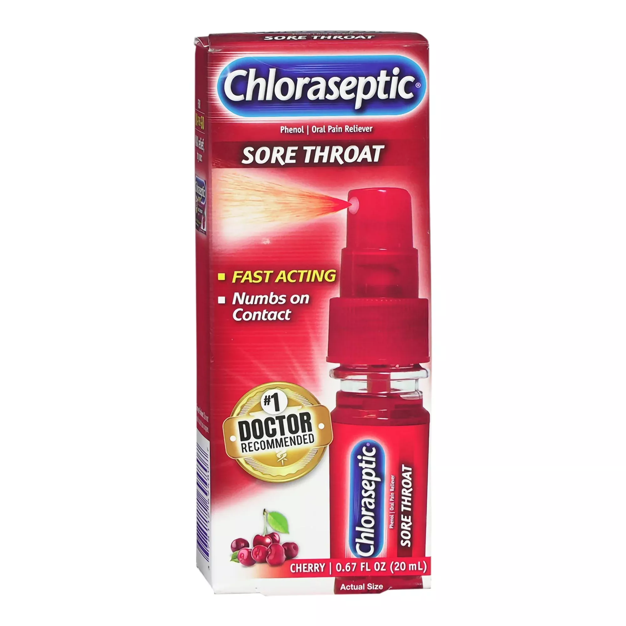 Chloraseptic Phenol Sore Throat Relief, 20 mL spray bottle, 1 Each