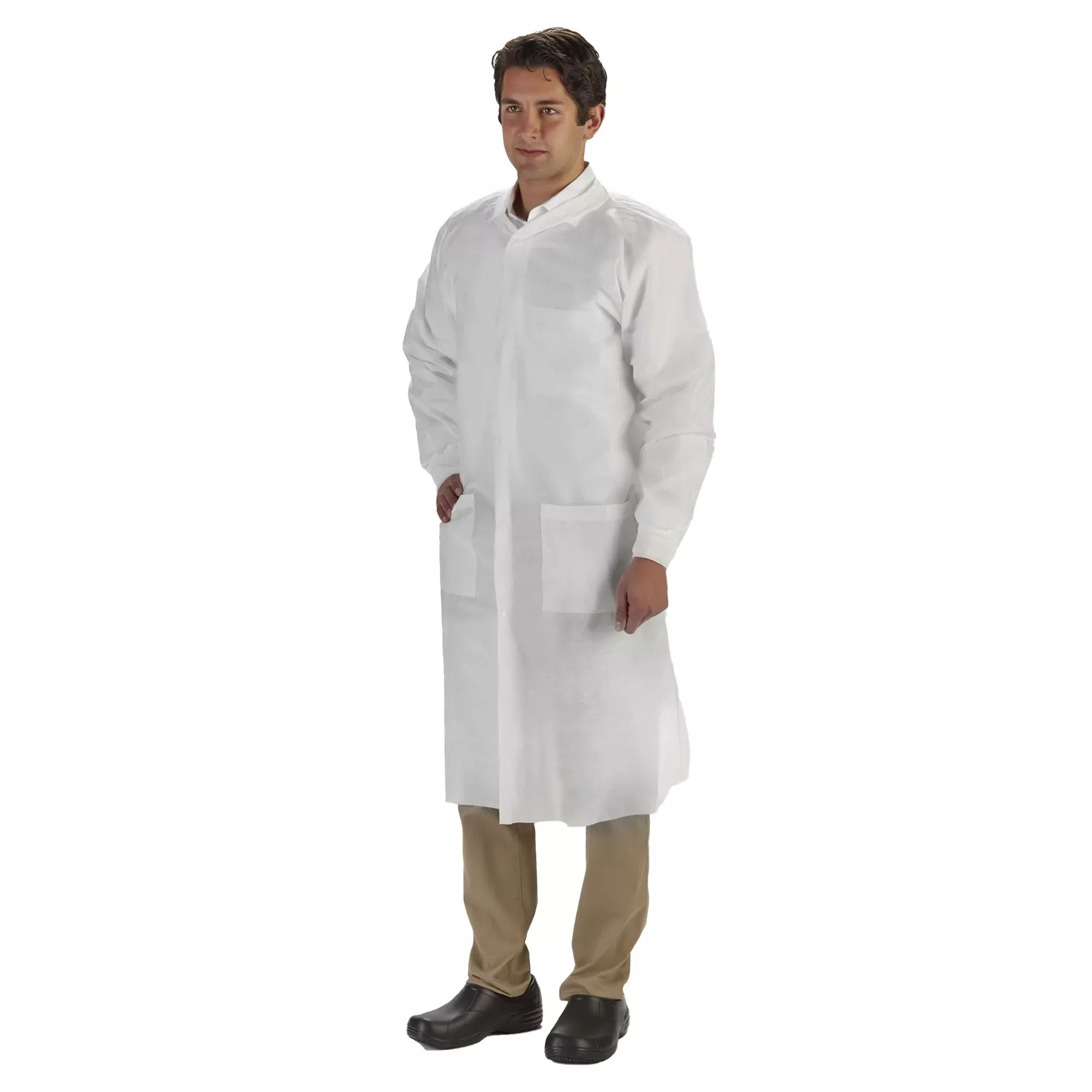 COAT, LAB LABMATES 3PCKT KNIT COLLAR CUFFS WHT 4XLG (10/BG)