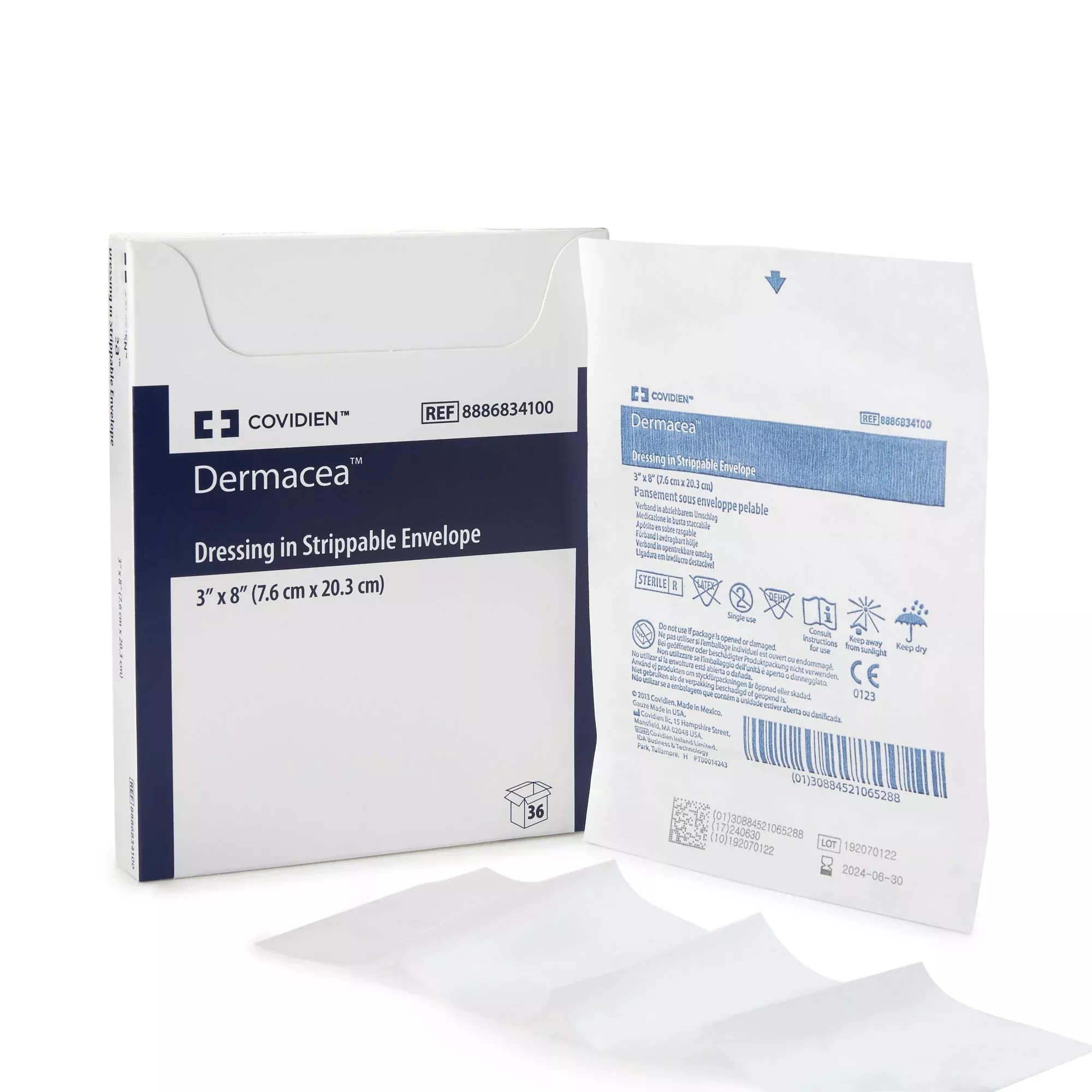 DRESSING, NON-ADHERENT SURGICAL DERMACEA 3"X8" (36/BX)