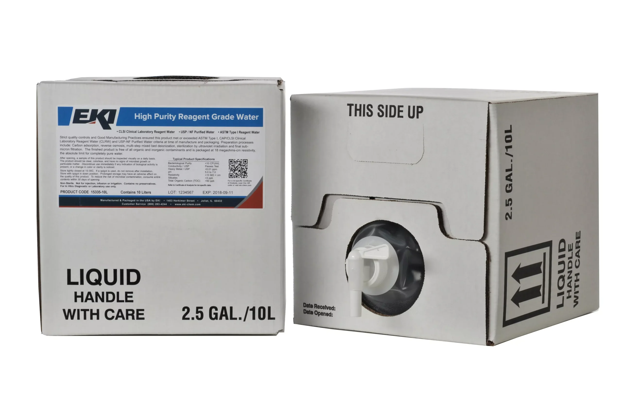 EKI Deionized Water Chemistry Reagent, 10 Liter, 1 Each