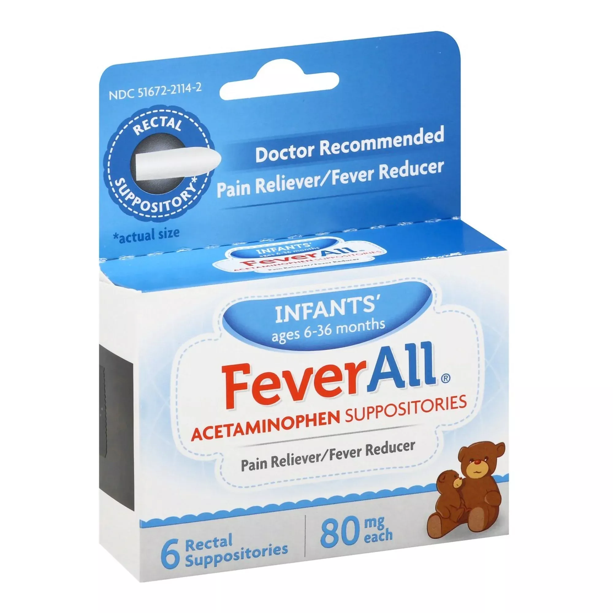 FeverAll Acetaminophen Infants' Pain Relief, 1 Box of 6