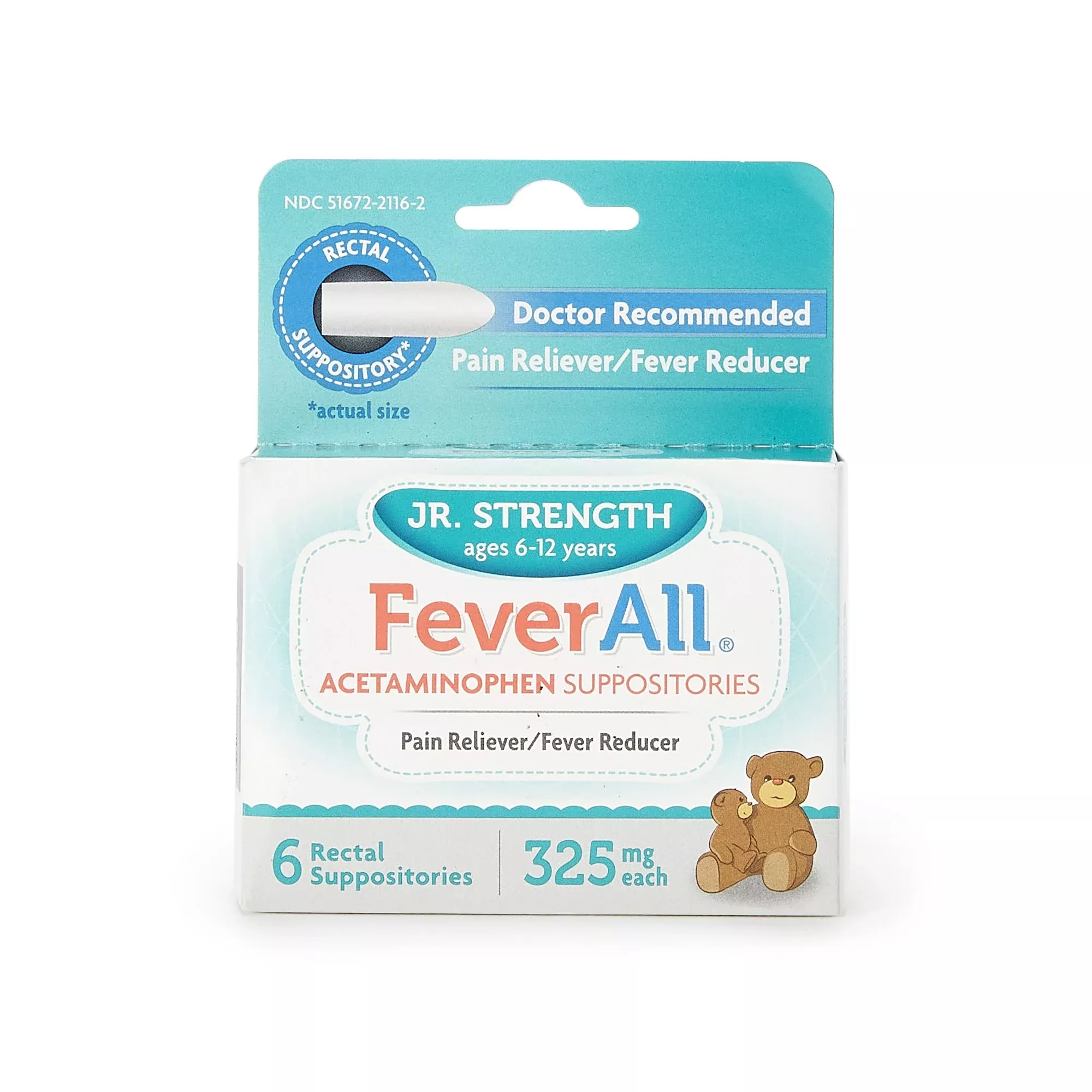 FeverAll Acetaminophen Rectal Suppository, 1 Box of 6