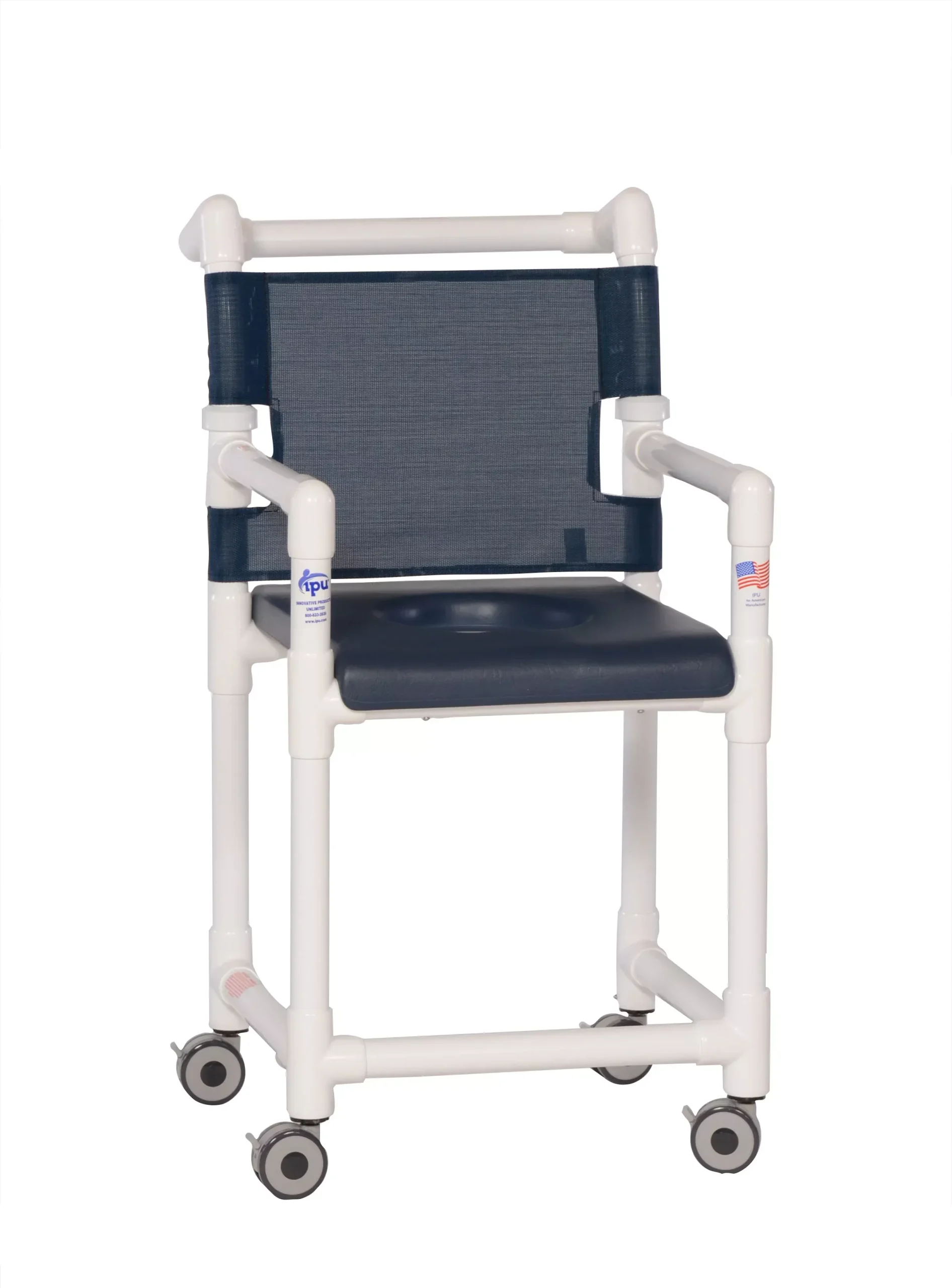 IPU Deluxe Shower Chair Commode, Navy, 1 Each