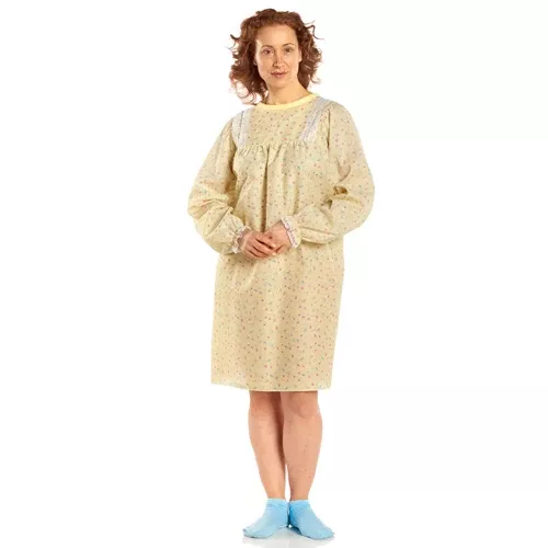 Ladylace Reusable Gown Yellow Floral Long Sleeves