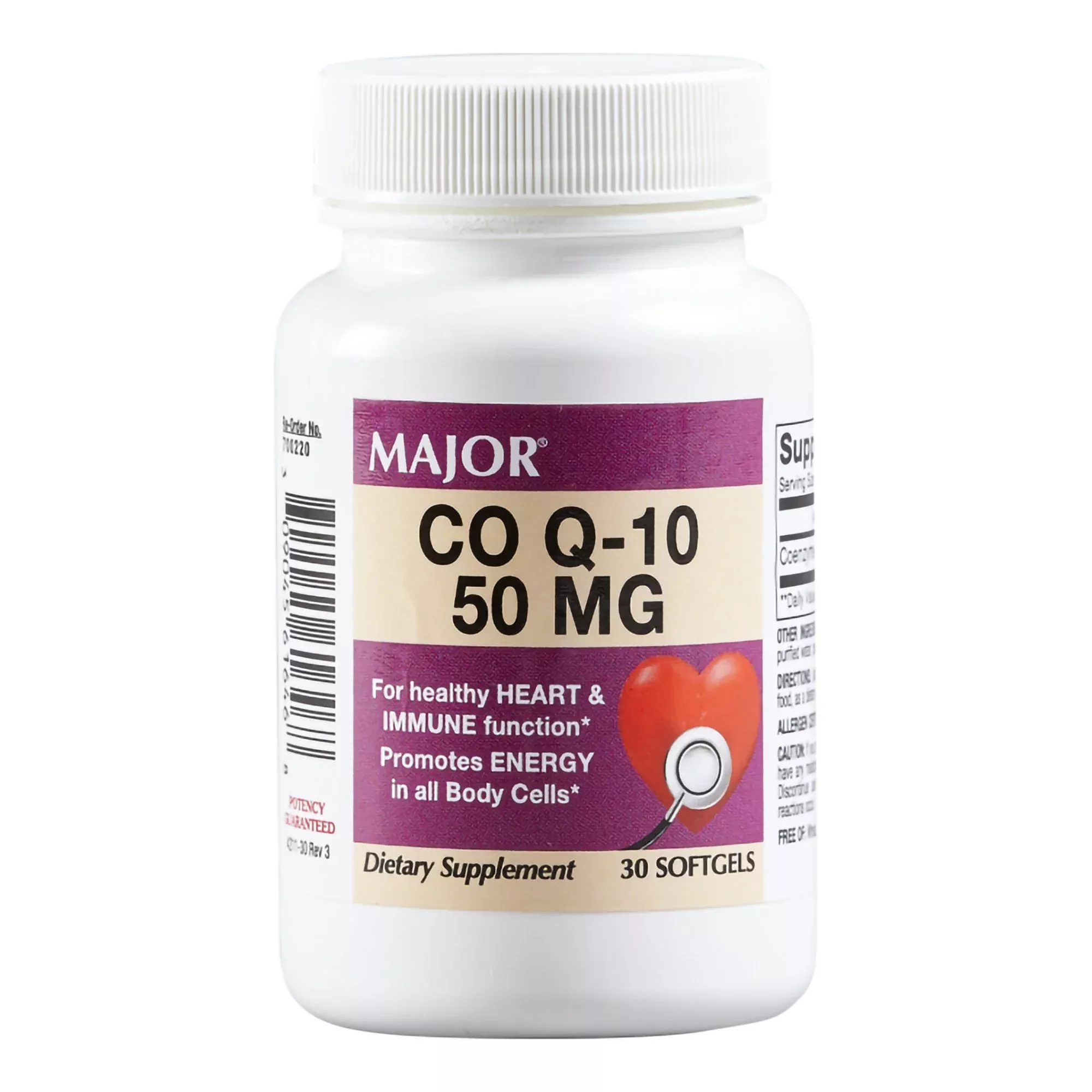 Major Coenzyme Q-10 Dietary Supplement, 1 Bottle of 30
