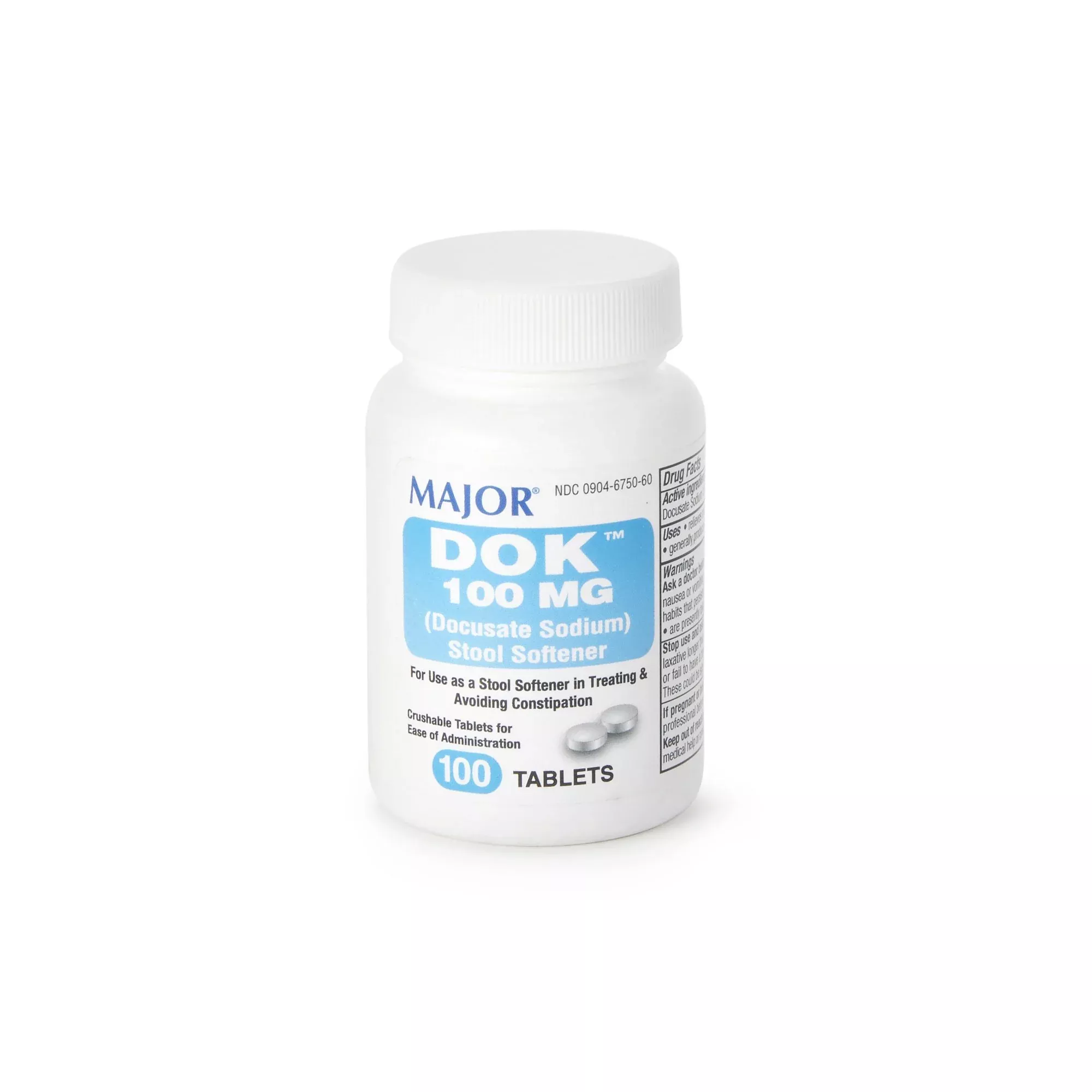 Major Docusate Sodium Stool Softener, 1 Bottle of 100