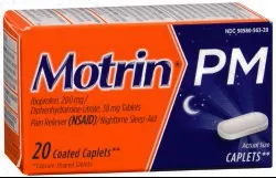 Motrin PM Ibuprofen / Diphenhydramine Night Time Pain Relief, 1 Bottle