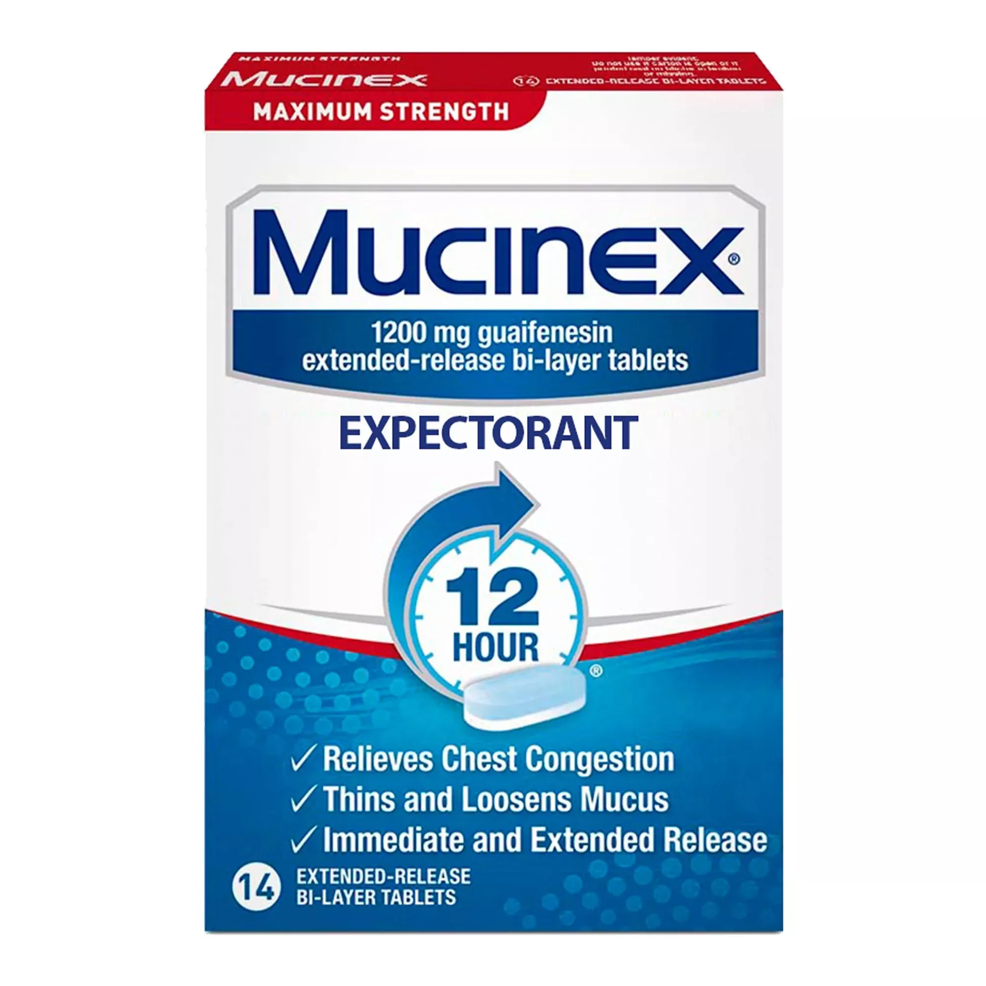 Mucinex Expectorant Tablets, Maximum Strength, 1 Carton of 28