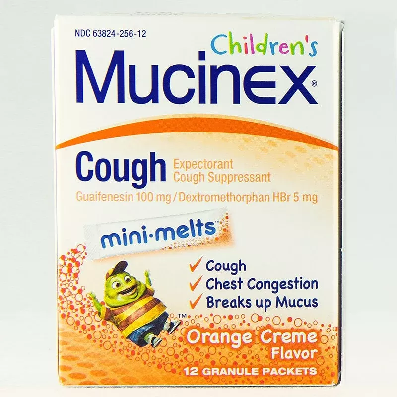 MUCINEX, GRANULE PK CHLD 100MG0-5MG ORG (12/BX)
