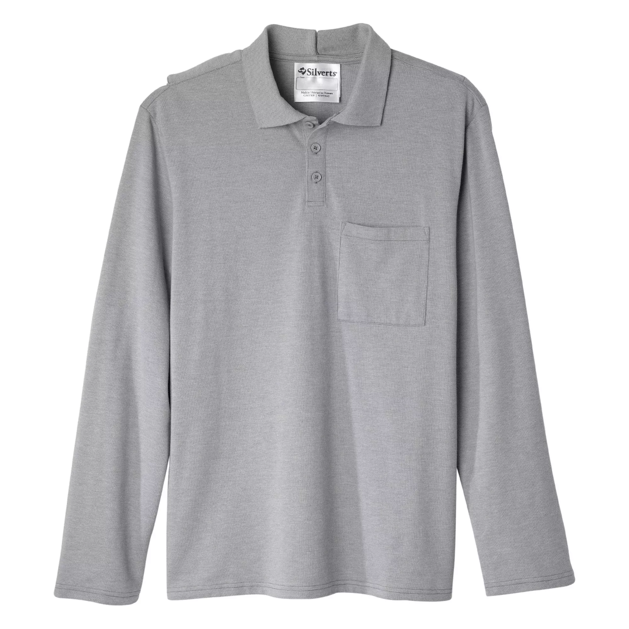 SHIRT, POLO MENS JERSEY LNG SLV OPEN BACK HEATHER GRY 3XLG