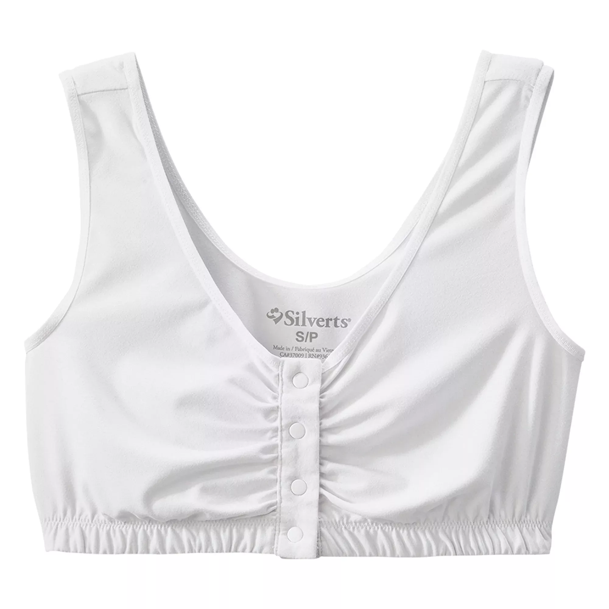 Silverts Adaptive Front Snap Closure Bra, 2X-Large, White, 1 Each