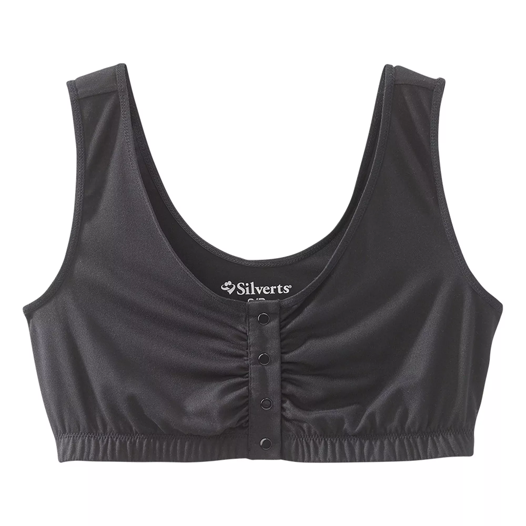 Silverts Adaptive Front Snap Closure Bra, Small, Black, 1 Each