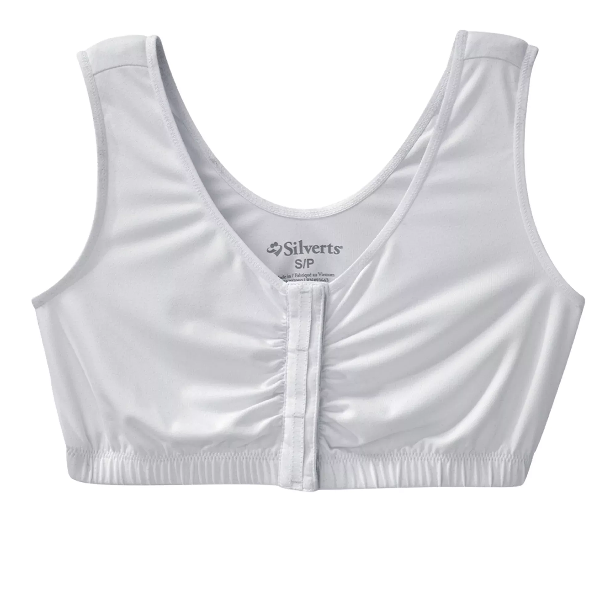 Silverts Eezee Adaptive Front Hook Closure Bra, Small, White, 1 Each