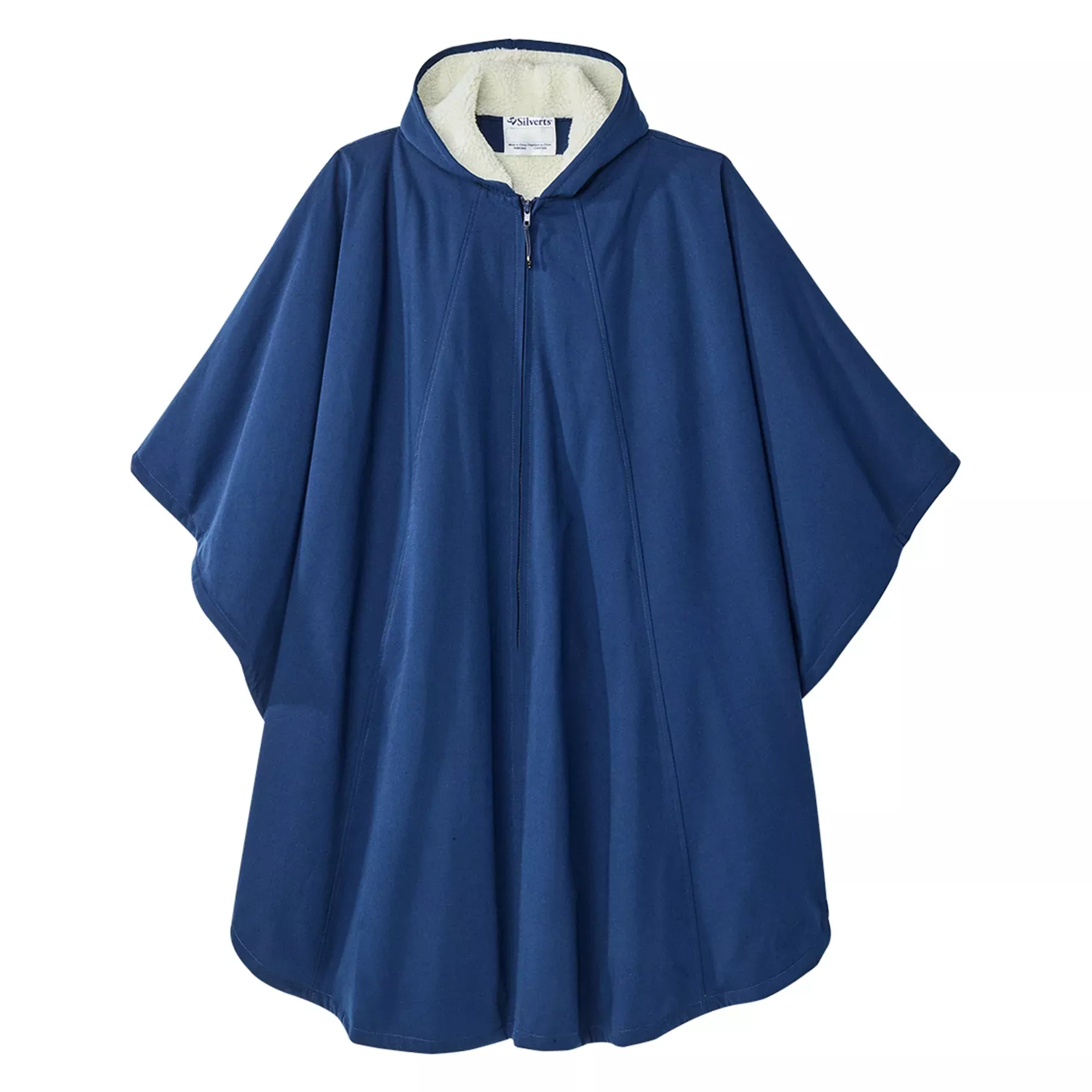 Silverts Luxurious Fur-Lined Winter Wheelchair Cape, Navy Blue, 1 Each