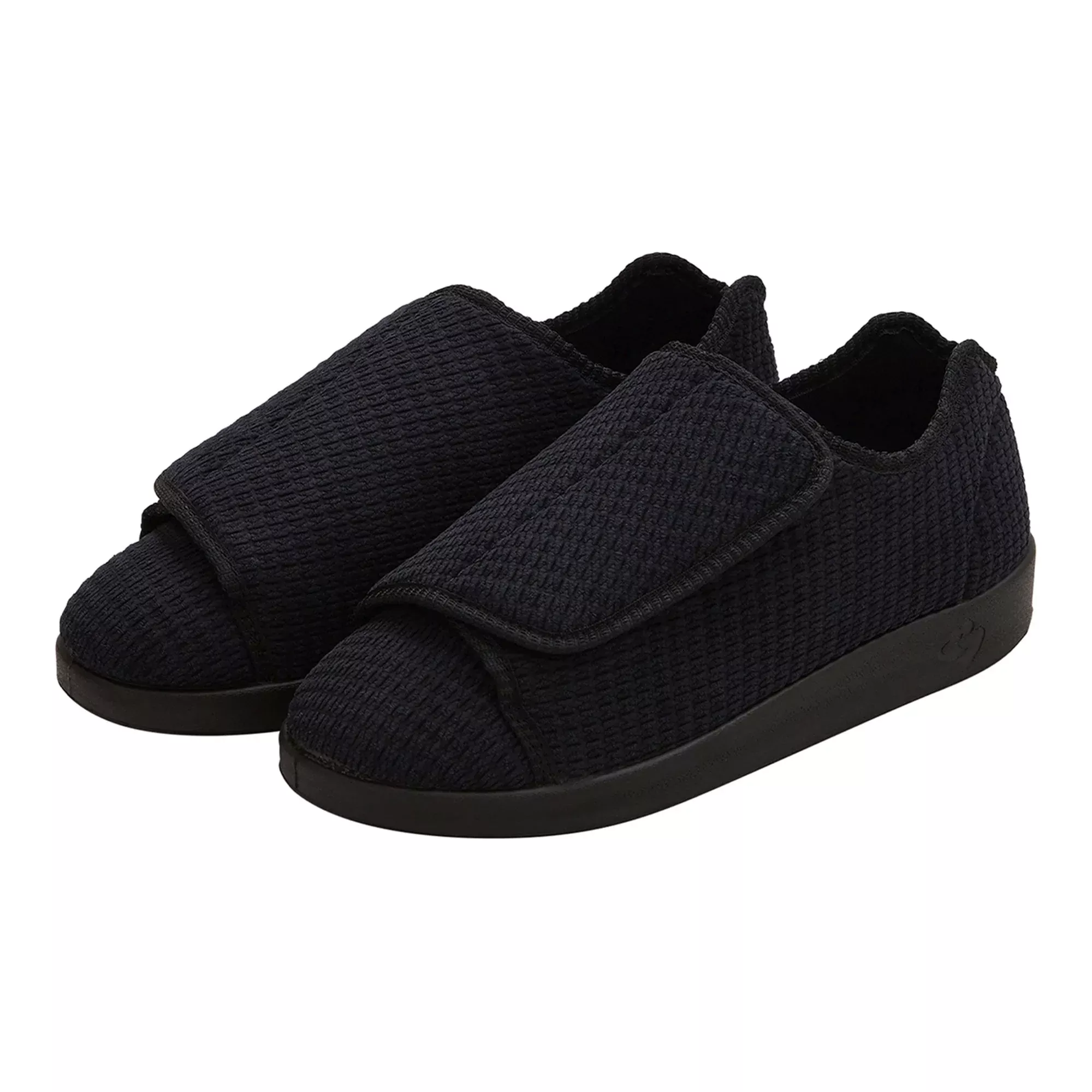 Silverts Men's Double Extra Wide Slip Resistant Slippers, Black, Size 8, 1 Pair