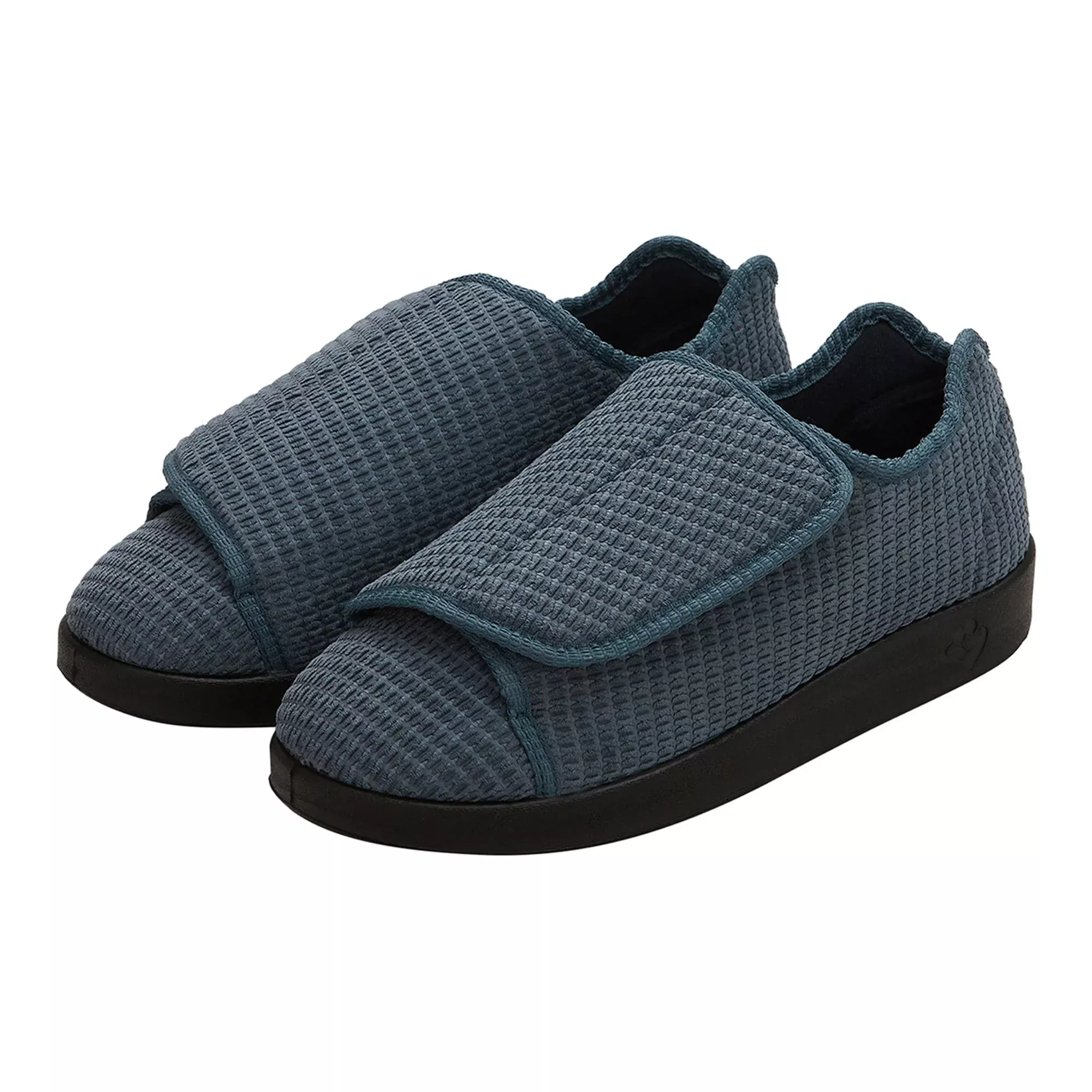 Silverts Men's Double Extra Wide Slip Resistant Slippers, Steel, Size 12, 1 Pair