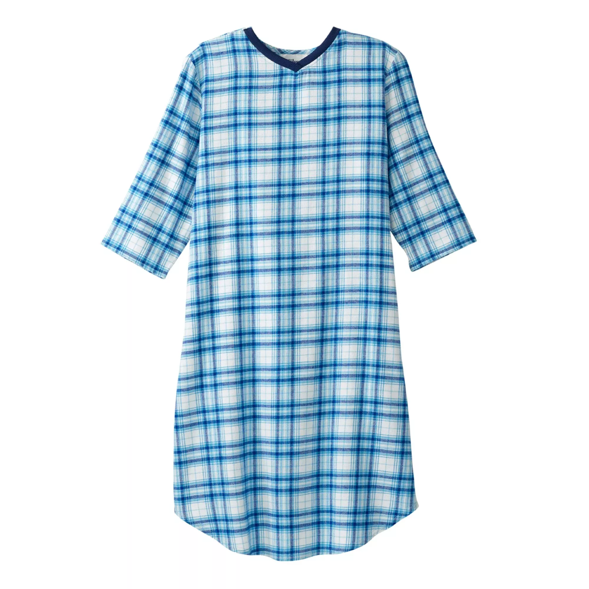 Silverts Shoulder Snap Patient Exam Gown, Medium, Turquoise Plaid, 1 Each