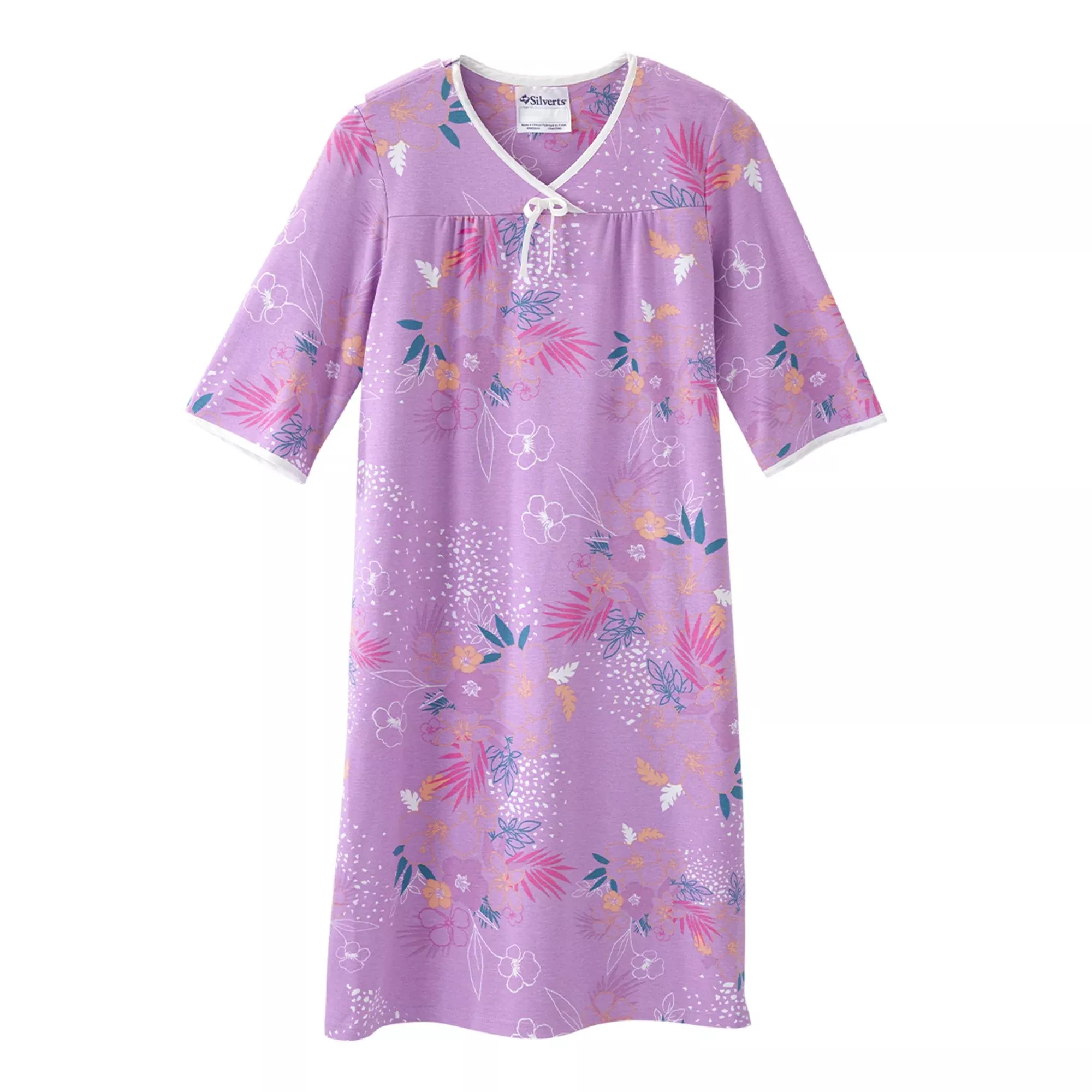 Silverts Shoulder Snap Patient Exam Gown, X-Large, Soft Tropical, 1 Each