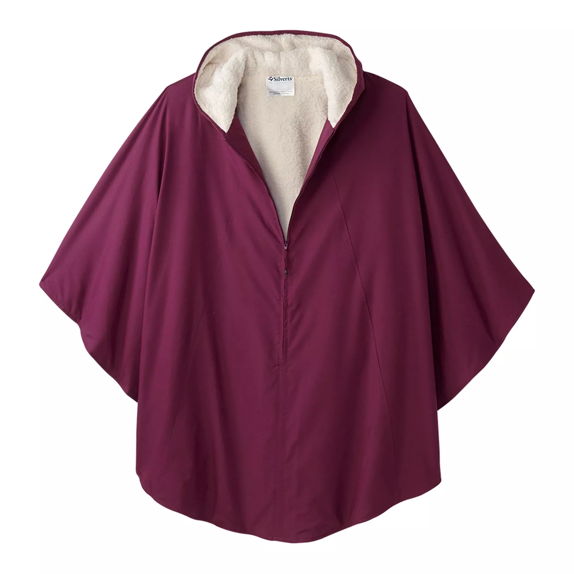 Silverts Warm Wheelchair Cape with Hood, Burgundy, 1 Each