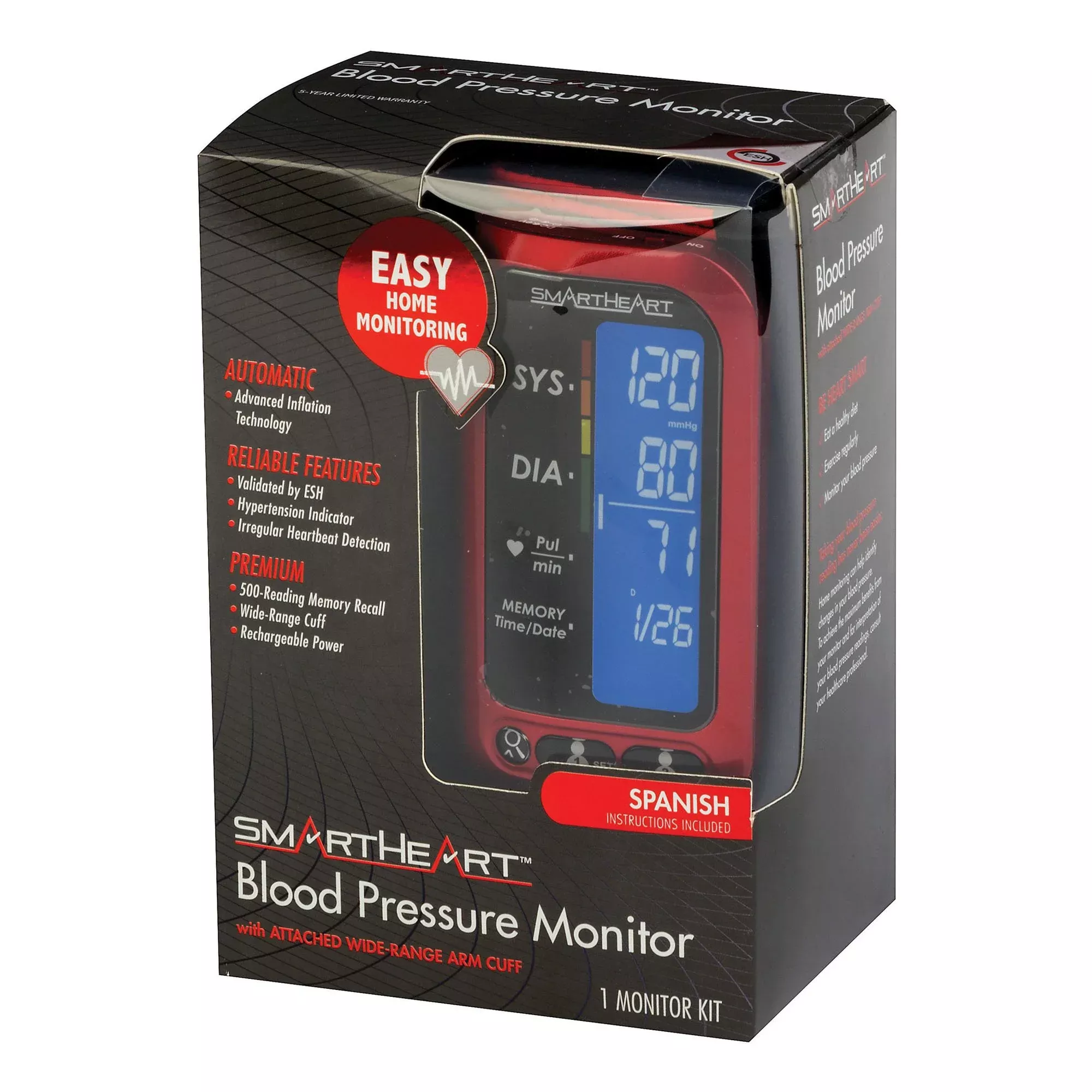 SmartHeart Arm Blood Pressure Monitor, 1 Case of 12
