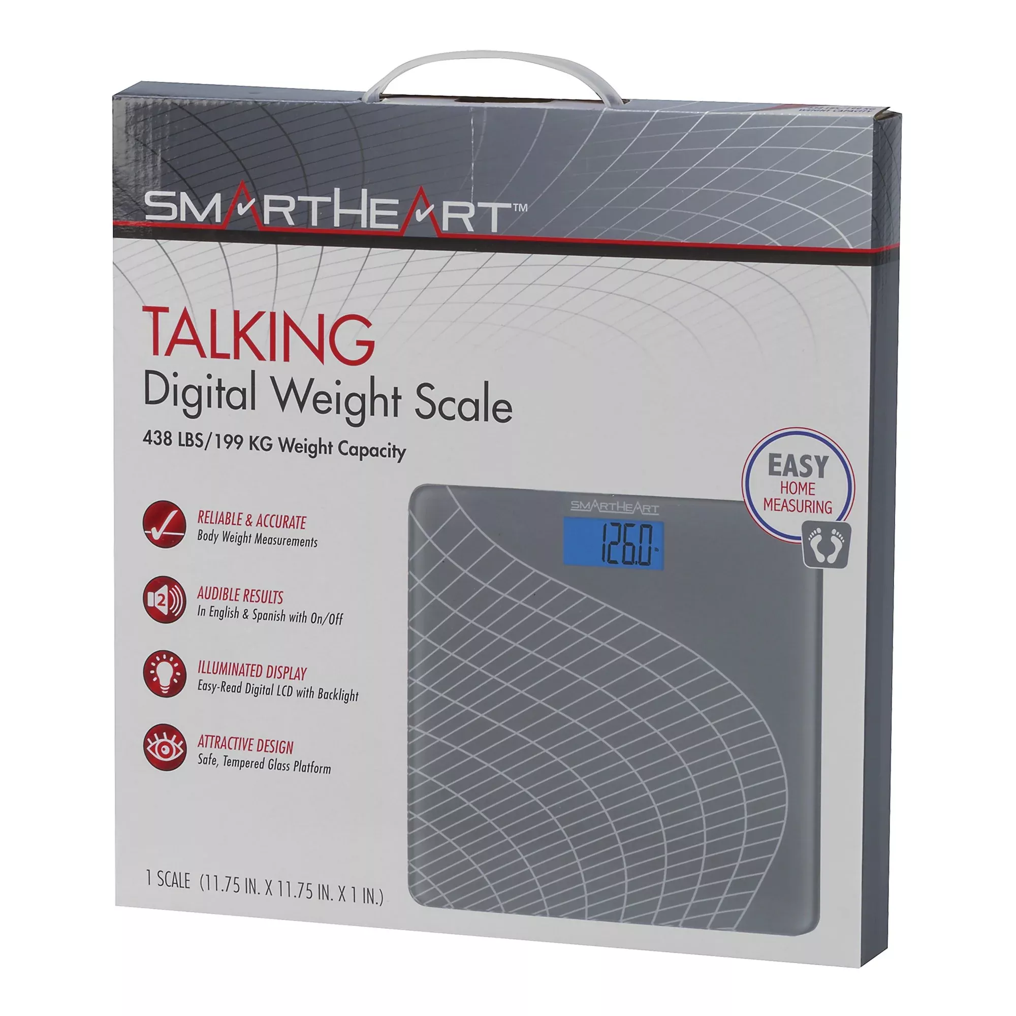 SmartHeart Talking Scale, Digital Bathroom Scale, 438 lbs Capacity, 1 Each