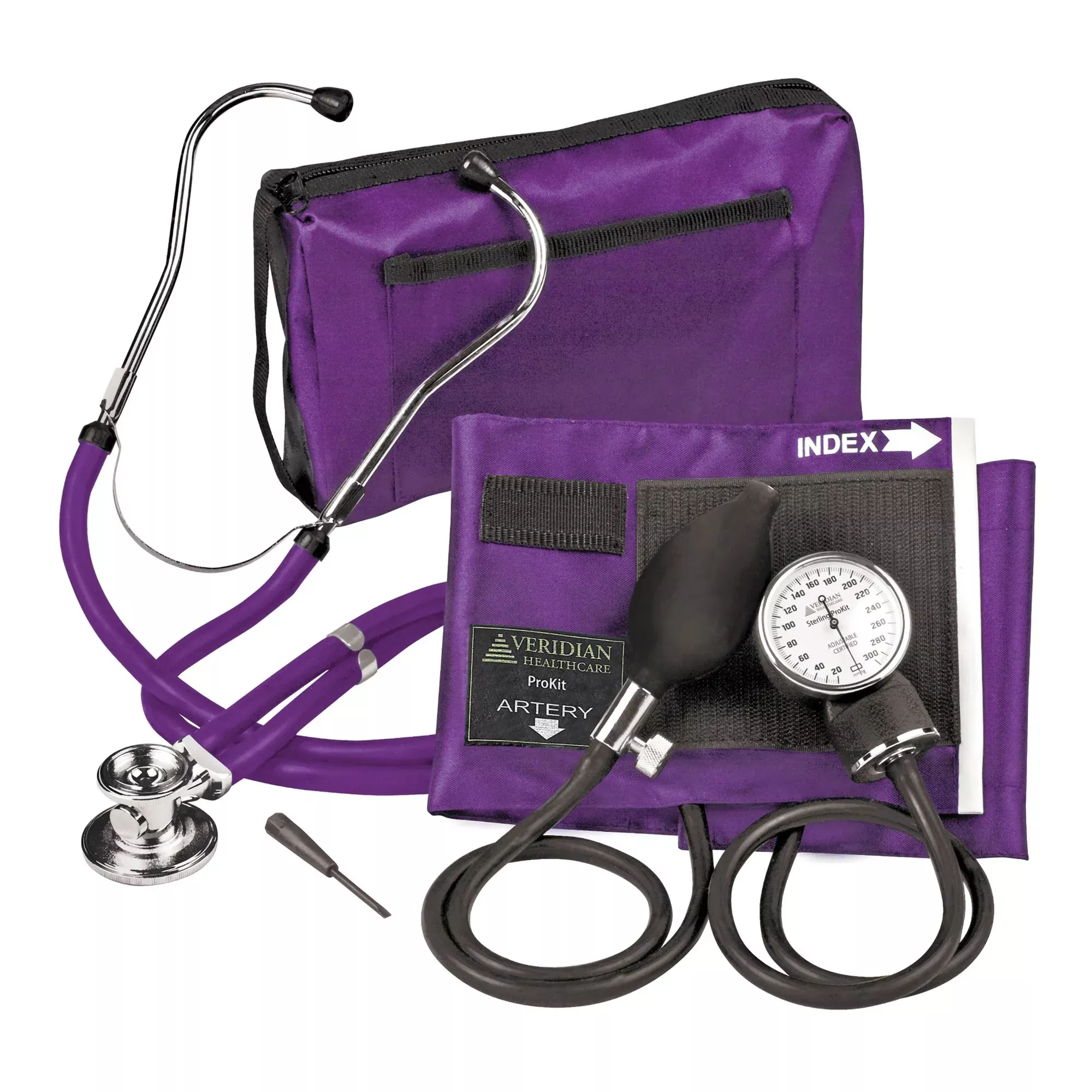 Sterling Series ProKit™ Aneroid Sphygmomanometer with Stethoscope, Purple, 1 Case of 20