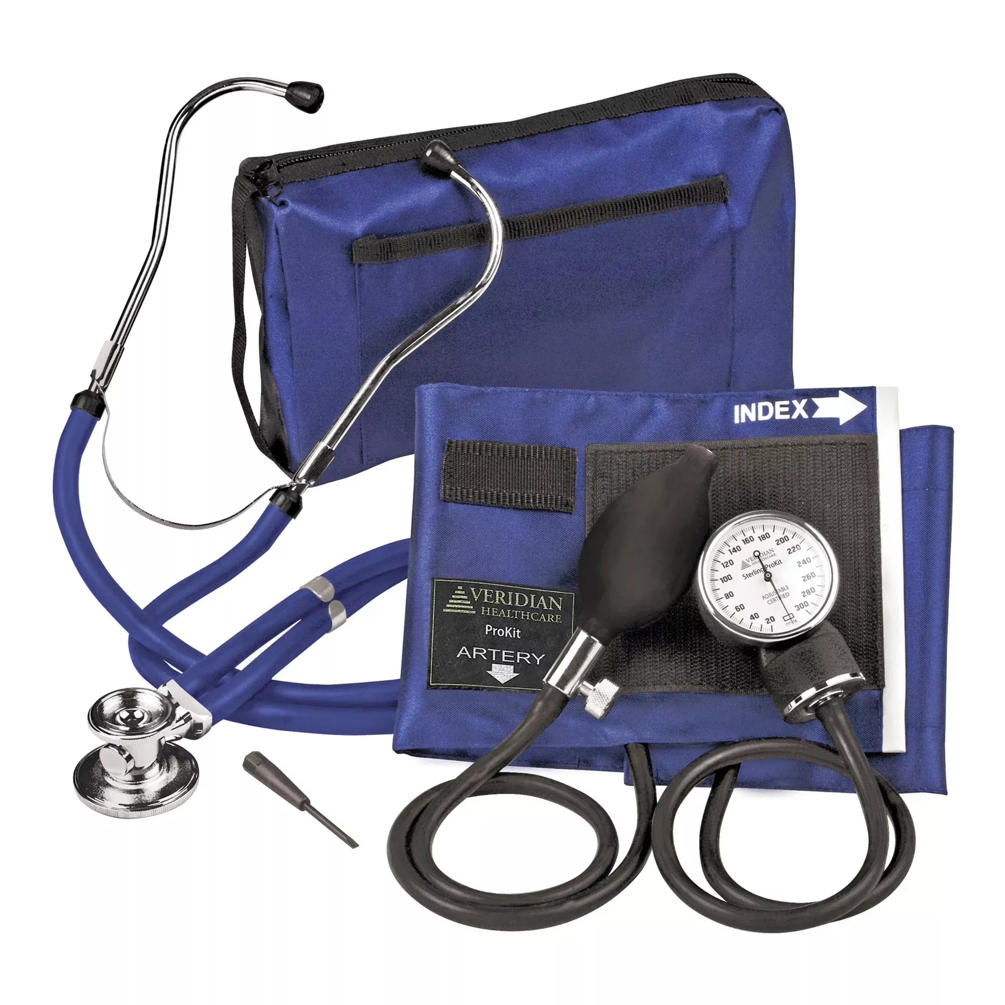Sterling Series ProKit™ Aneroid Sphygmomanometer with Stethoscope, Royal Blue, 1 Each