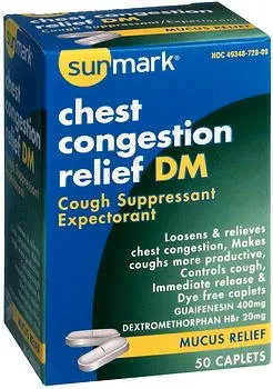 sunmark Guaifenesin / Dextromethorphan Cold and Cough Relief, 1 Box of 50