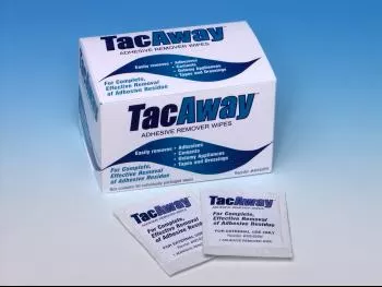 Tacaway Adhesive Remover, 2-5/8 x 2-7/8 Wipe, 1 Box of 50