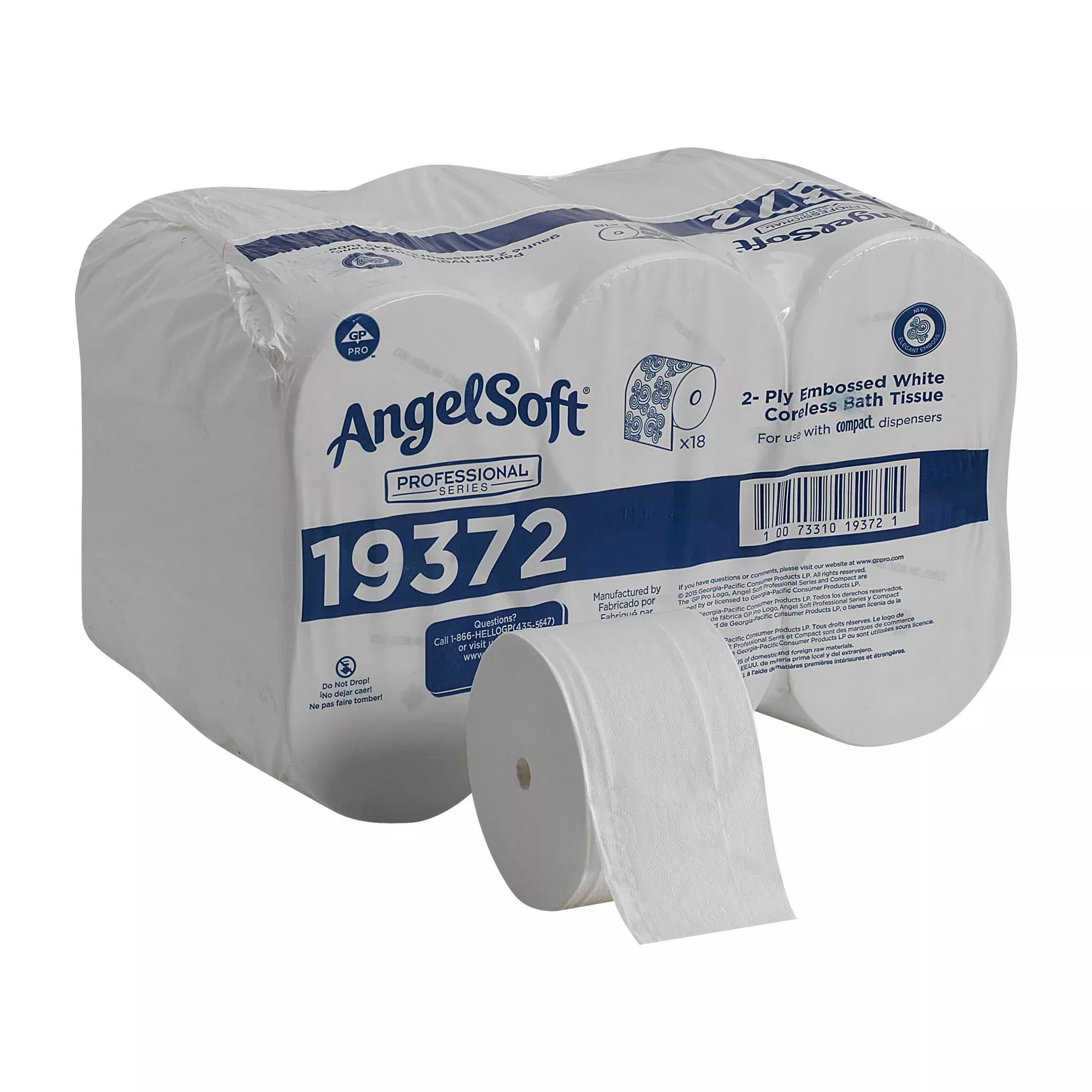 TISSUE, TOILET COMPACT CORELESS ANGEL SOFT PROF 2PLY (18/CS)