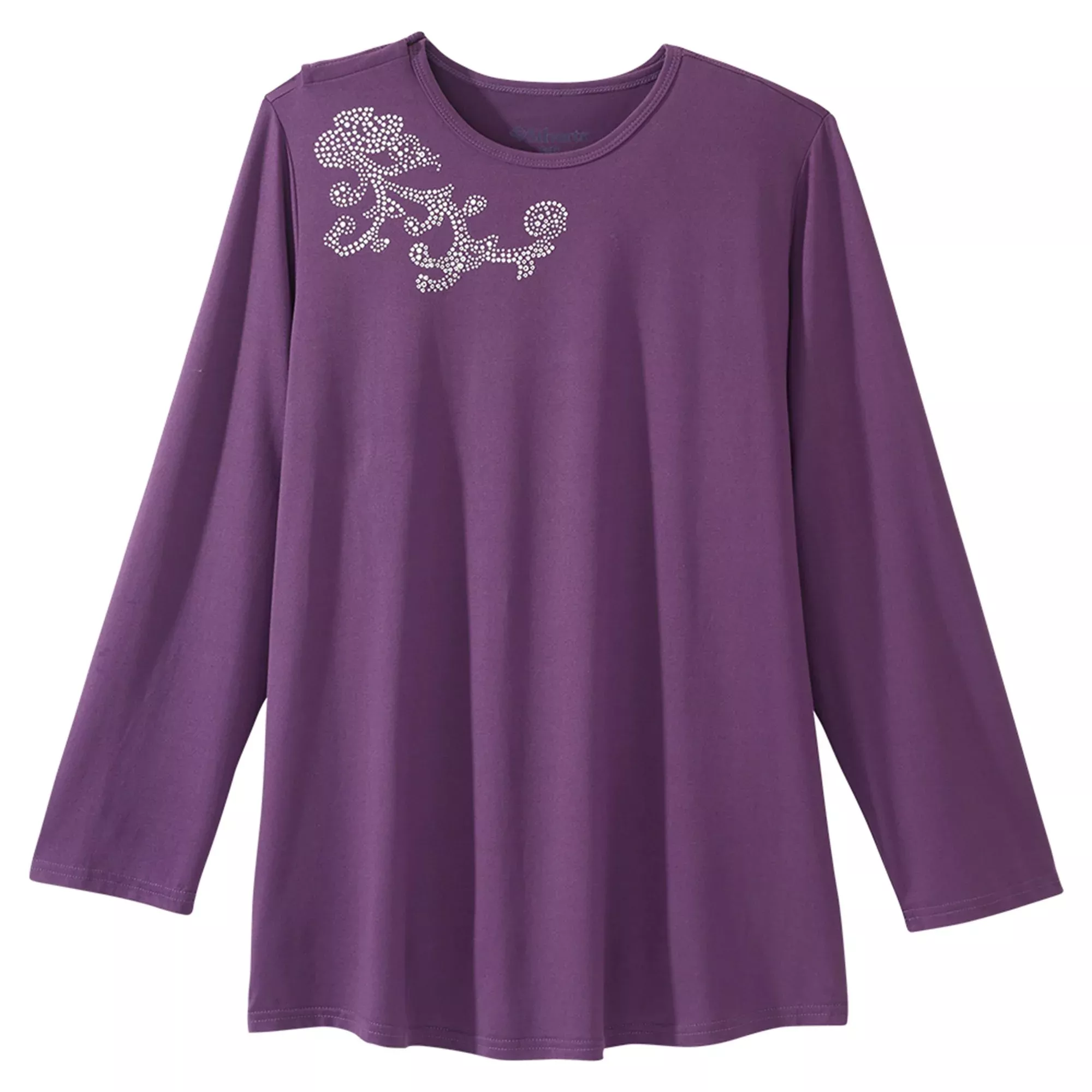 TOP, EMBELLISHED WMNS OEN BCK EGGPLANT MED