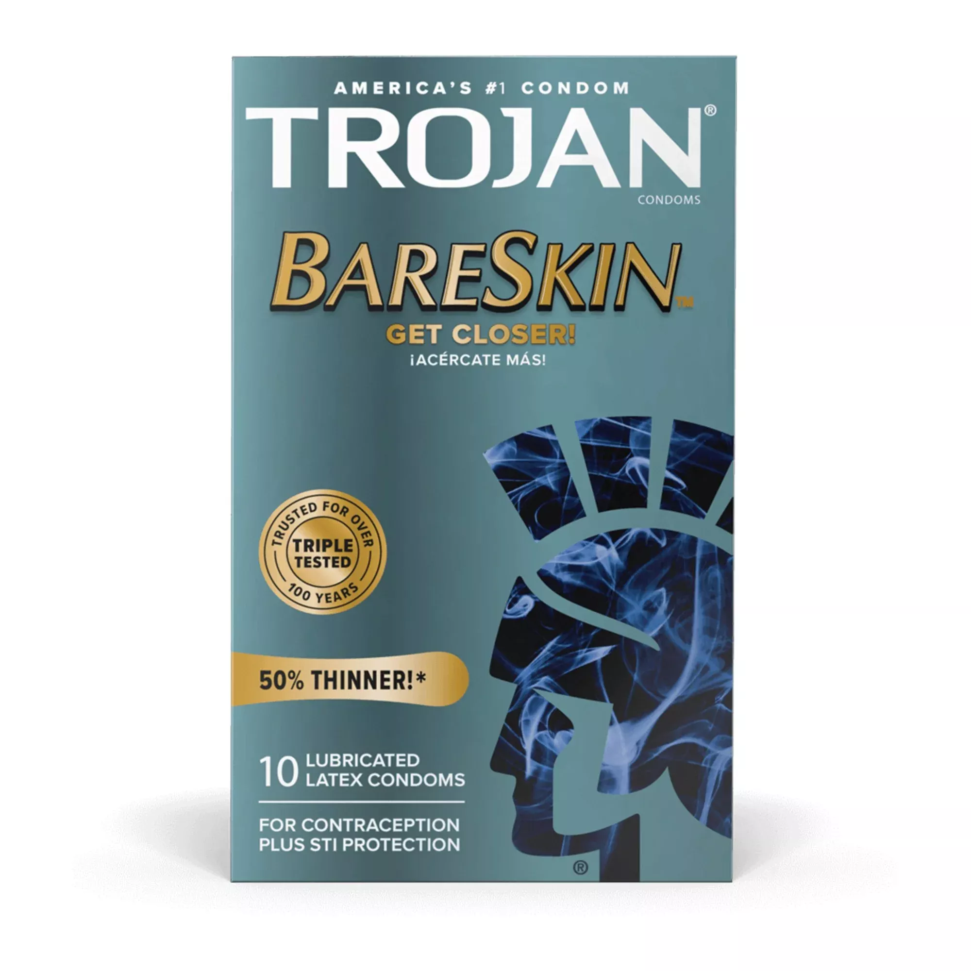 Trojan BareSkin Lubricated Latex Condom, 1 Box of 10