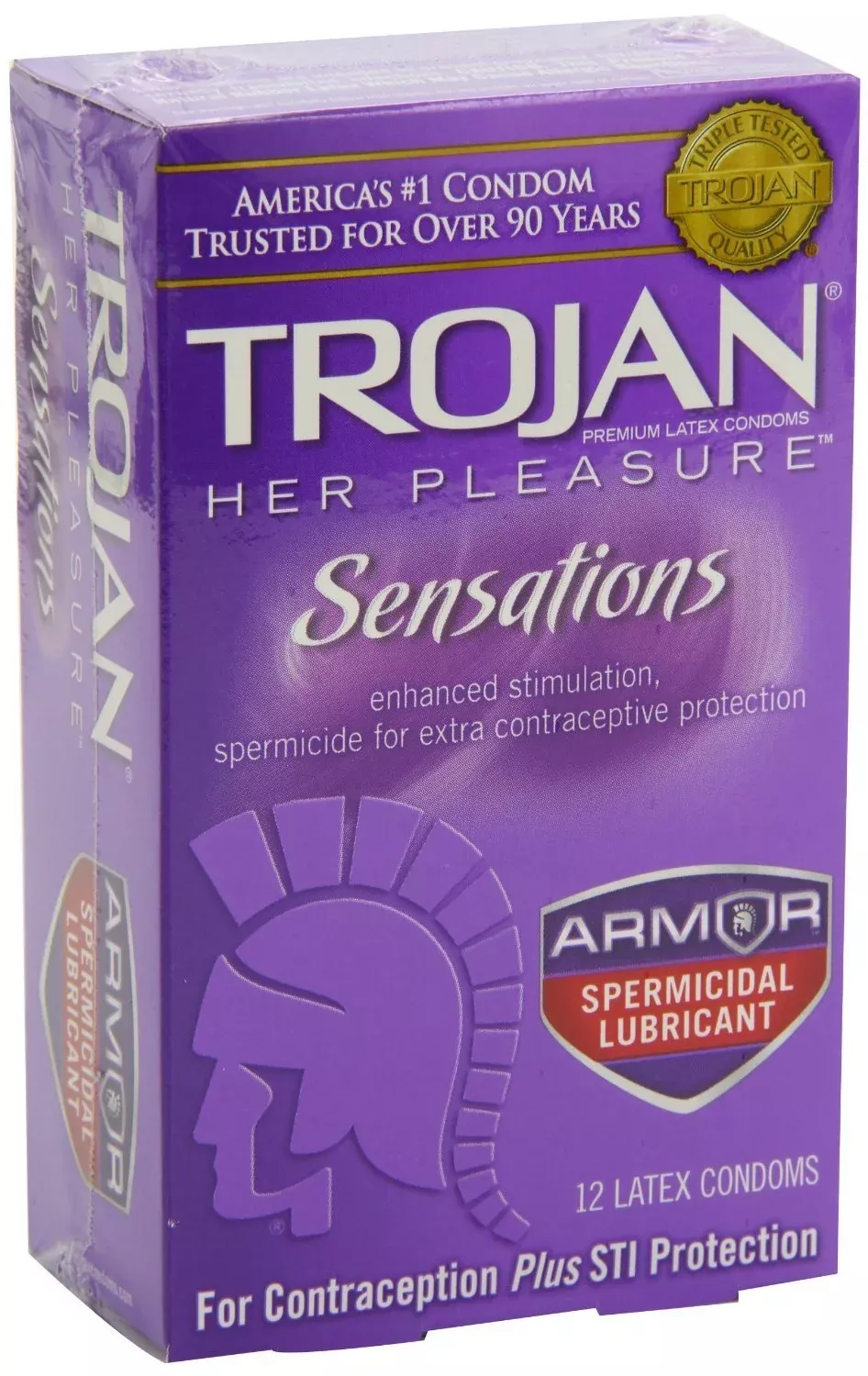 Trojan Her Pleasure Latex Condom, Lubricated, 1 Box