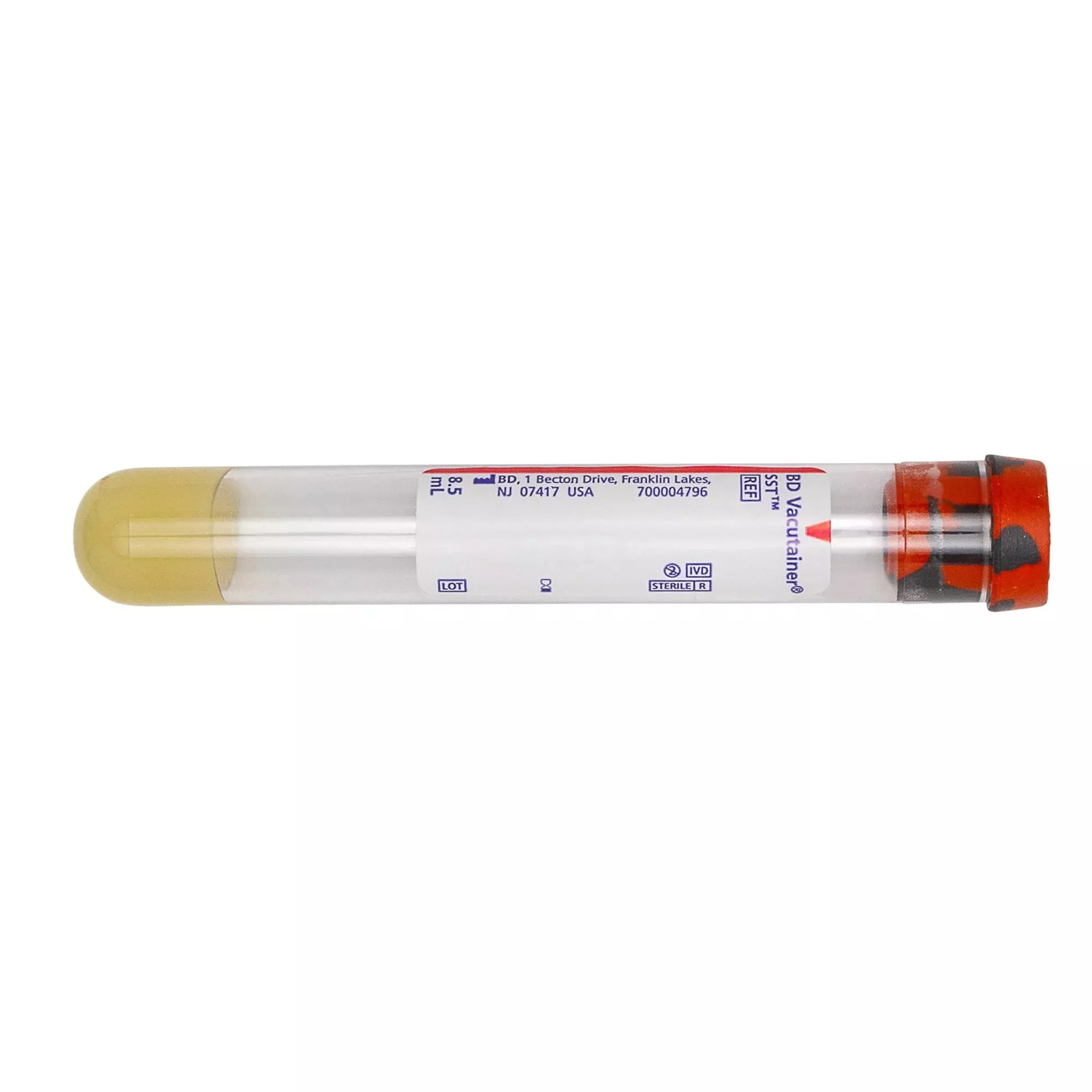 TUBE, BLD COL CLOT/SEP RED/GRY 8.5ML PLAS VACUTAINER (100/PK