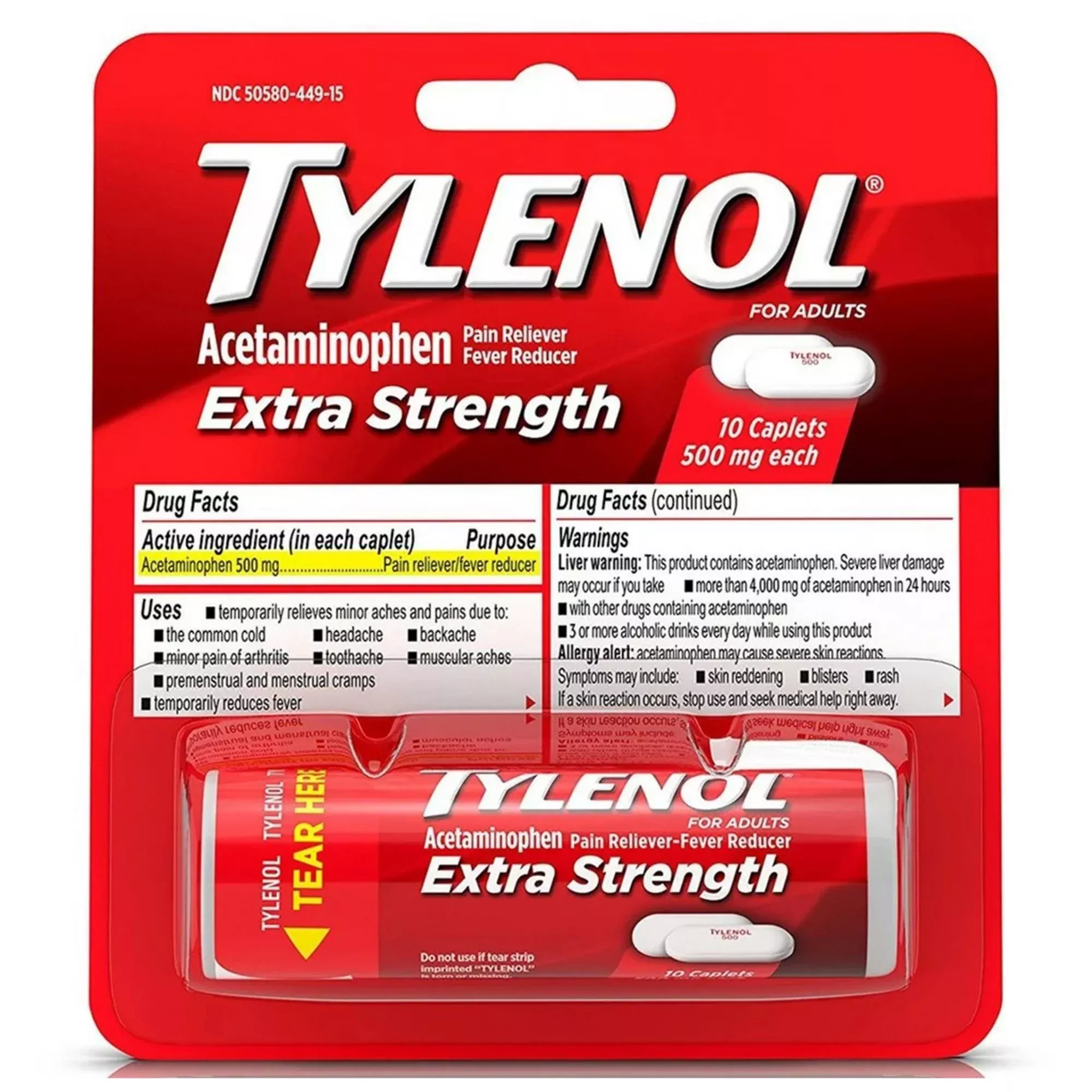 Tylenol Extra Strength Acetaminophen Pain Relief, 1 Case of 144
