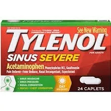 Tylenol Sinus + Headache Acetaminophen / Phenylephrine HCl Cold and Sinus Relief, 1 Bottle