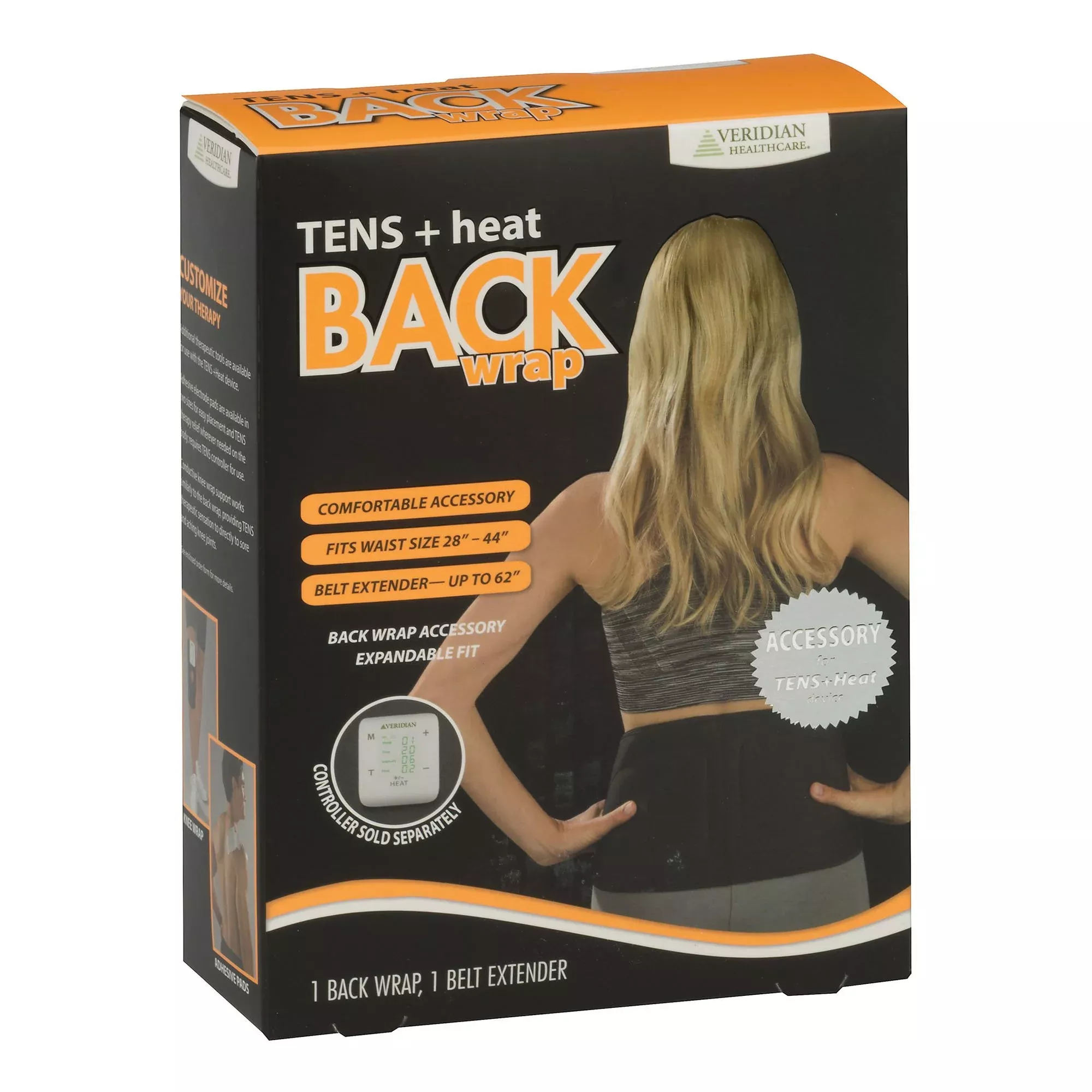 Veridian TENS + heat Back Wrap, 1 Case of 12