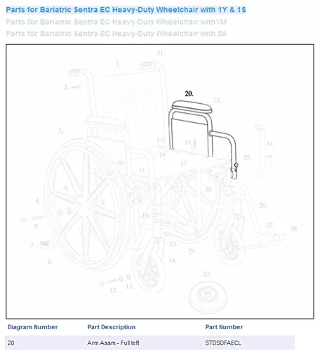 Wheelchair Arm w/Padding Full LengthLeft