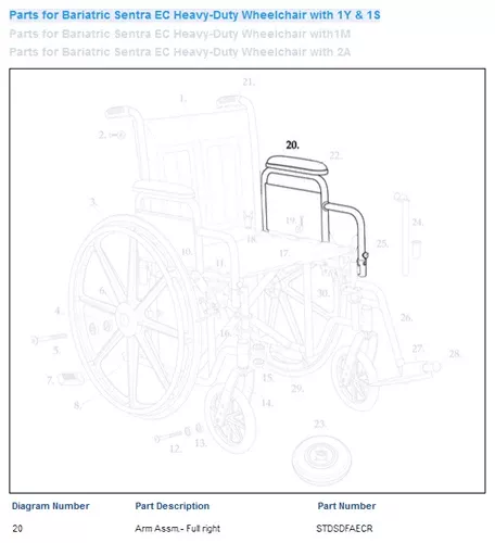 Wheelchair Arm w/Padding Full LengthRight