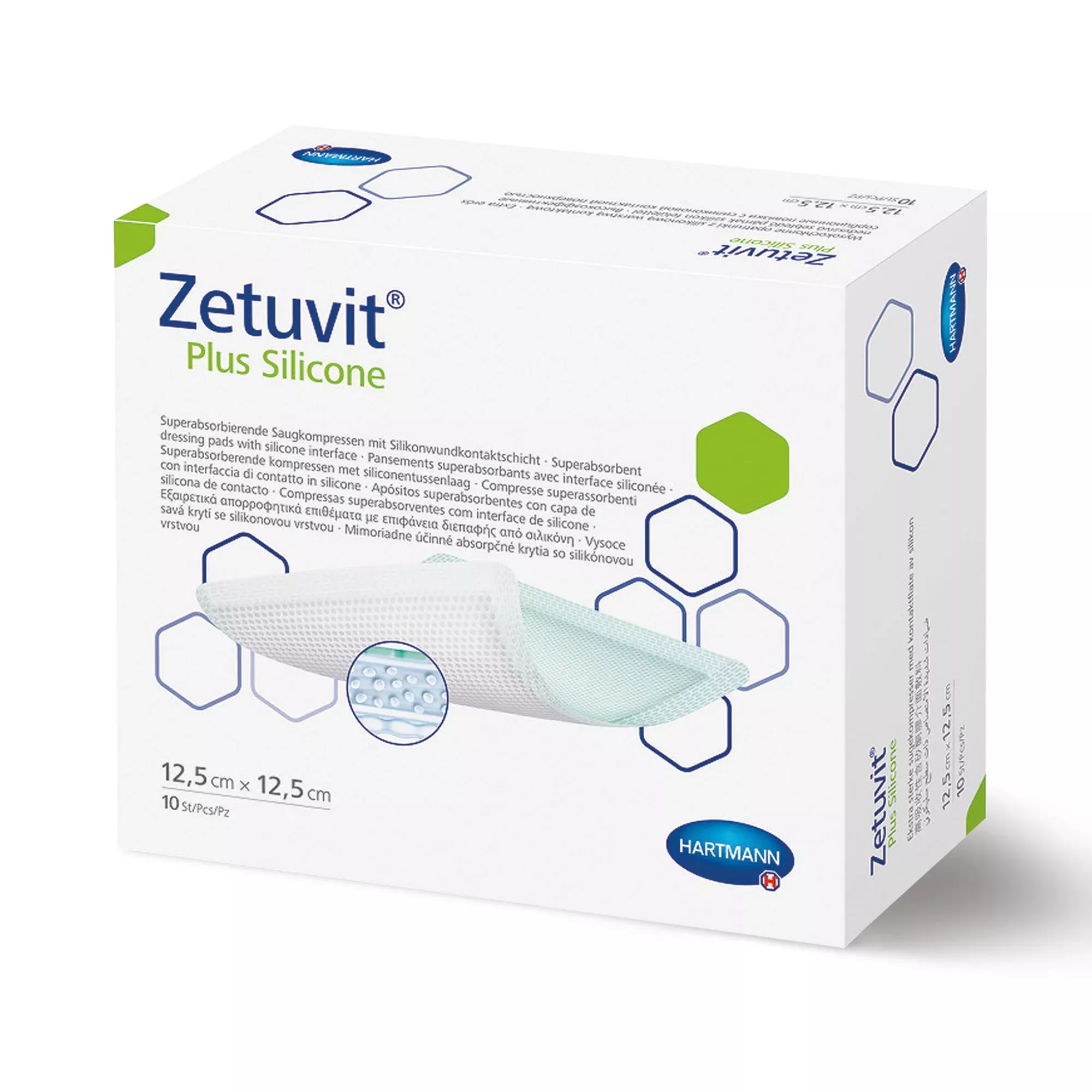 Zetuvit Plus Silicone Super Absorbent Dressing, 4 x 8 Inch, 1 Each